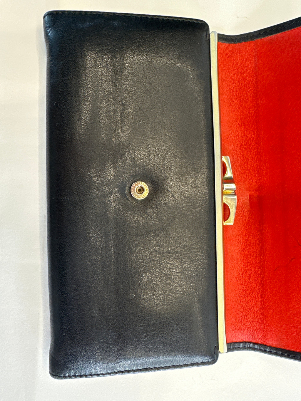 Christian Dior Black Leather Logo Long Wallet