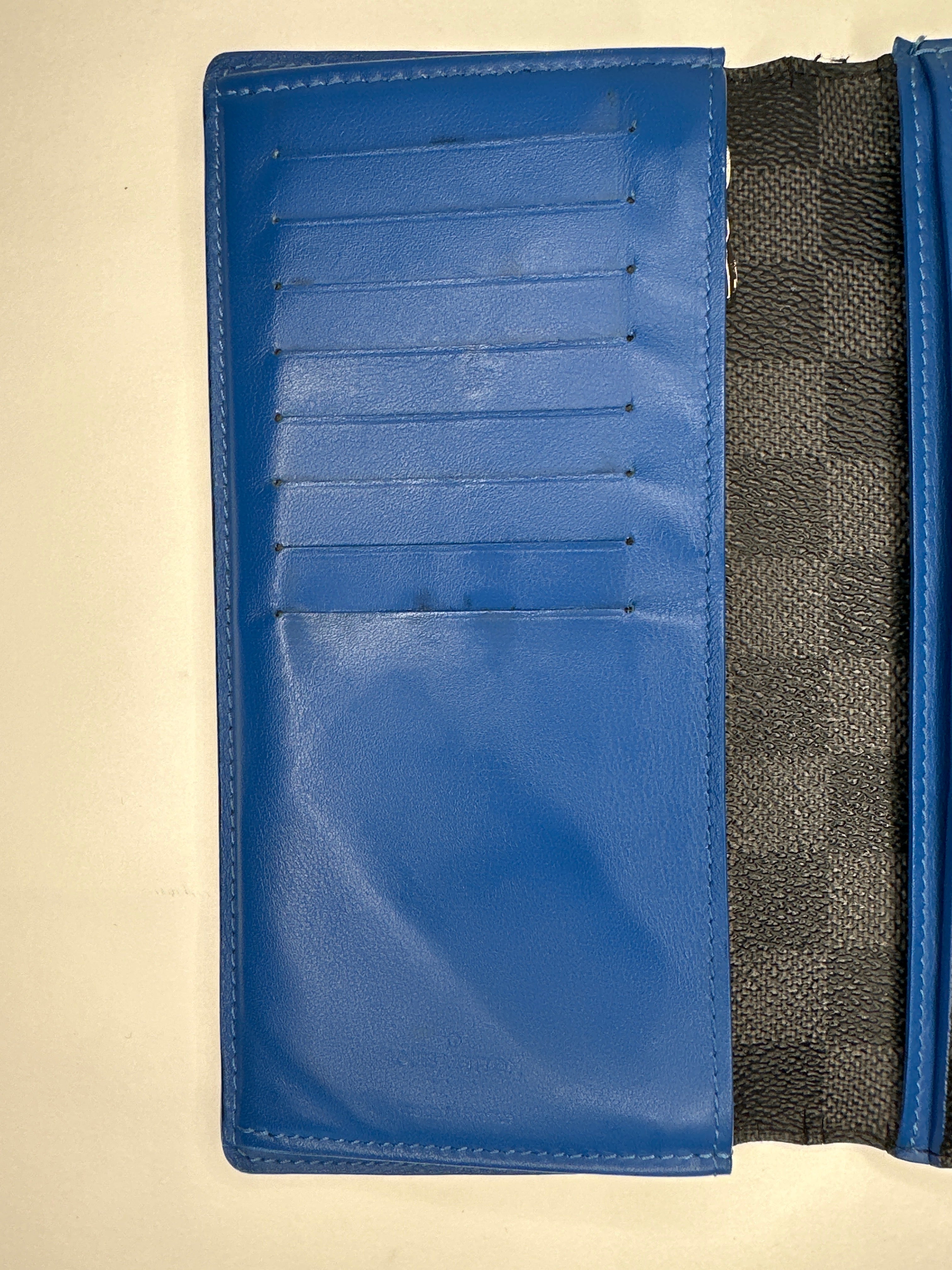 Louis Vuitton Damier Graphite Brazza Blue Gray Long Wallet