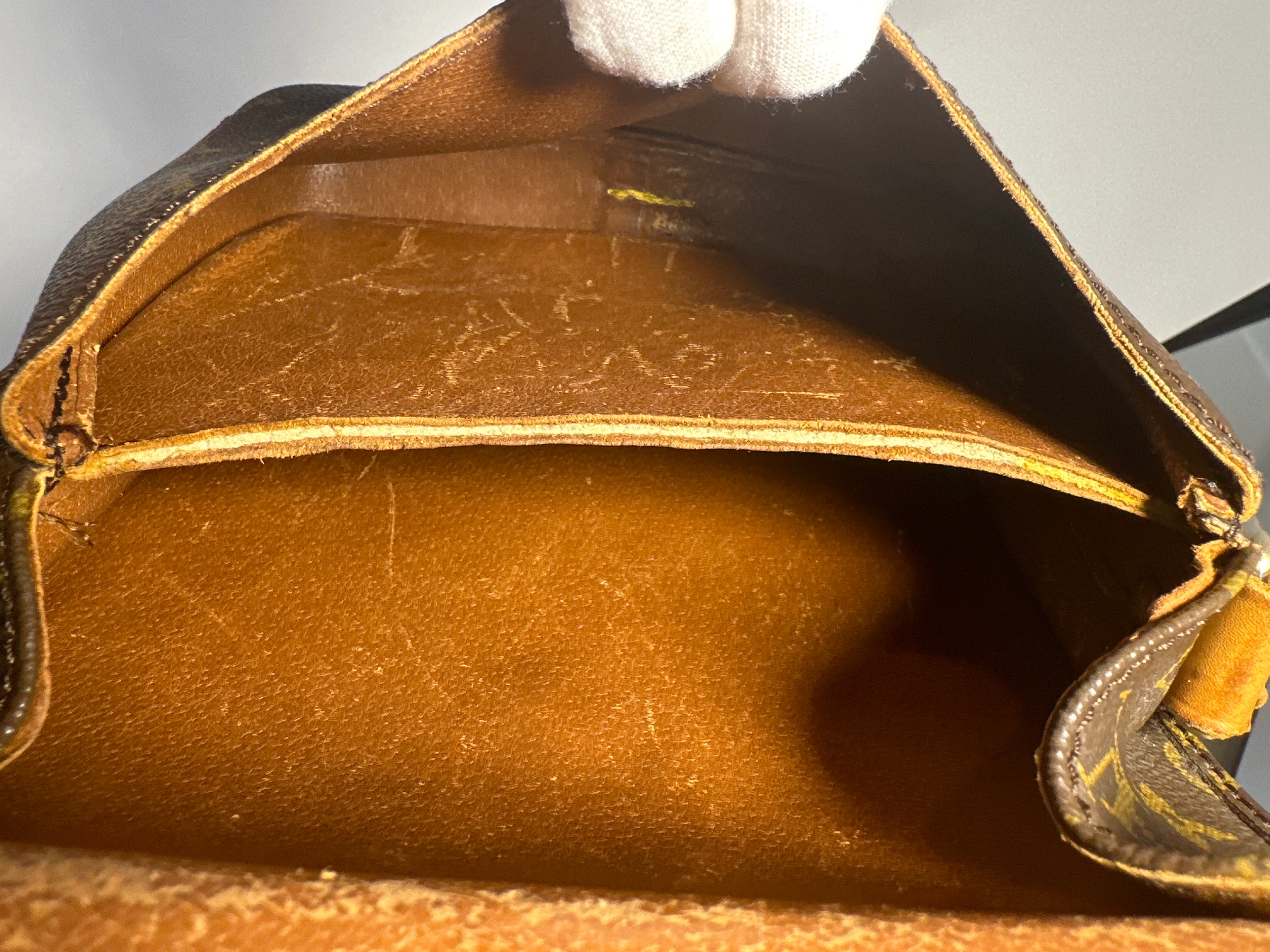 Vintage LOUIS VUITTON Cartouchiere MM Shoulder Bag Monogram Leather Brown- project bag