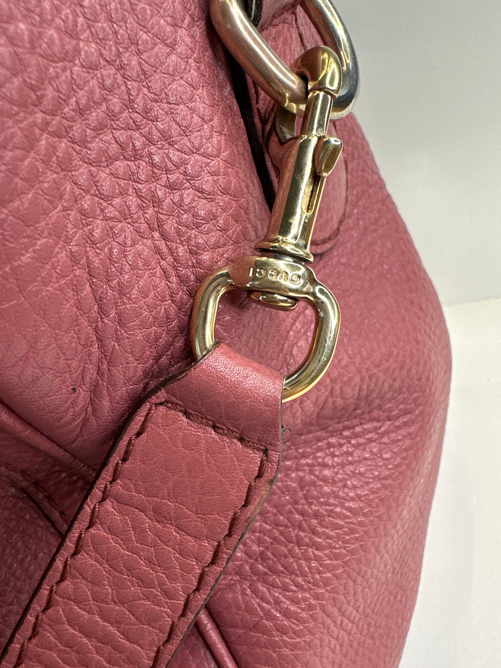 Vintage Gucci Rose Pink Leather Web Line Boston Speedy 2way Tote Bag with COA