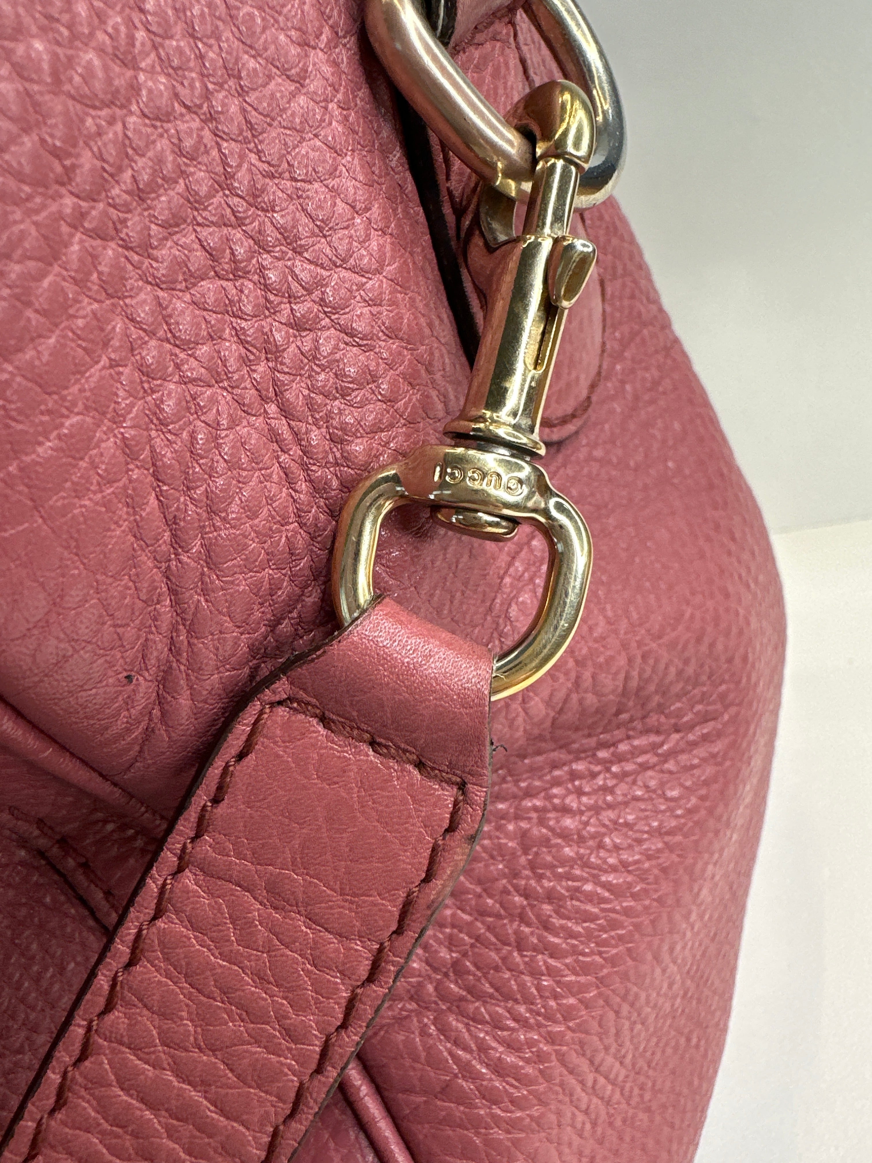 Vintage Gucci Rose Pink Leather Web Line Boston Speedy 2way Tote Bag with COA