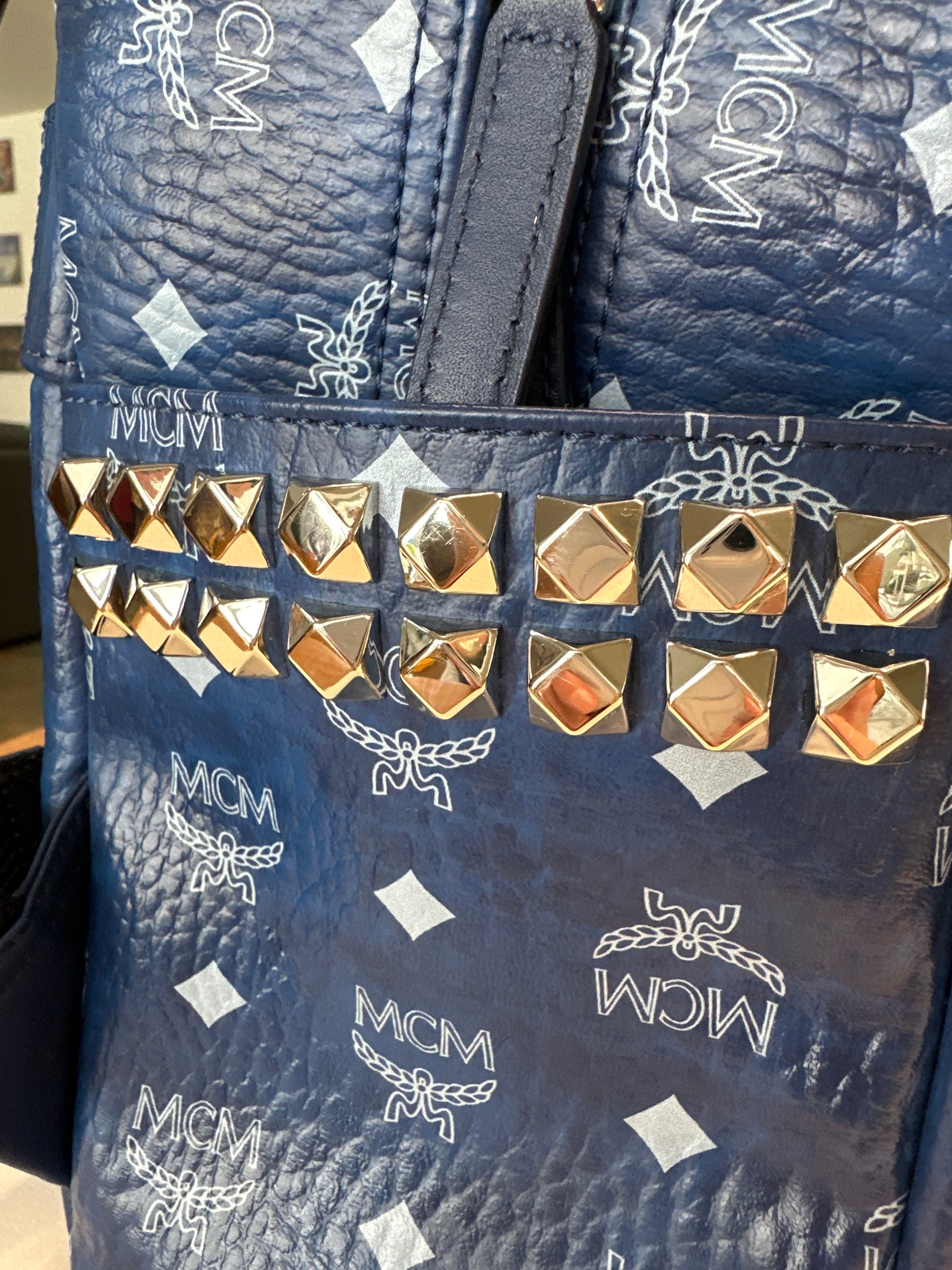 MCM Stark Side Studs Backpack In Visetos