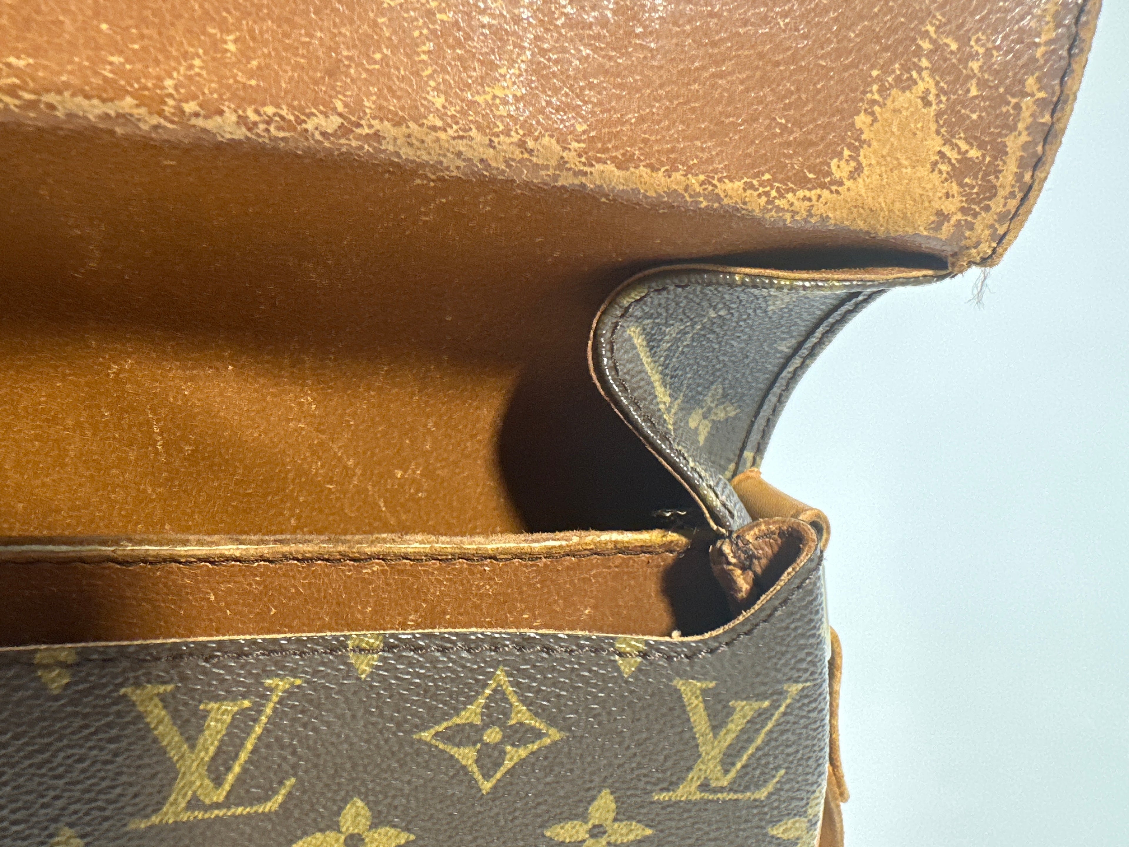 Vintage LOUIS VUITTON Cartouchiere MM Shoulder Bag Monogram Leather Brown- project bag