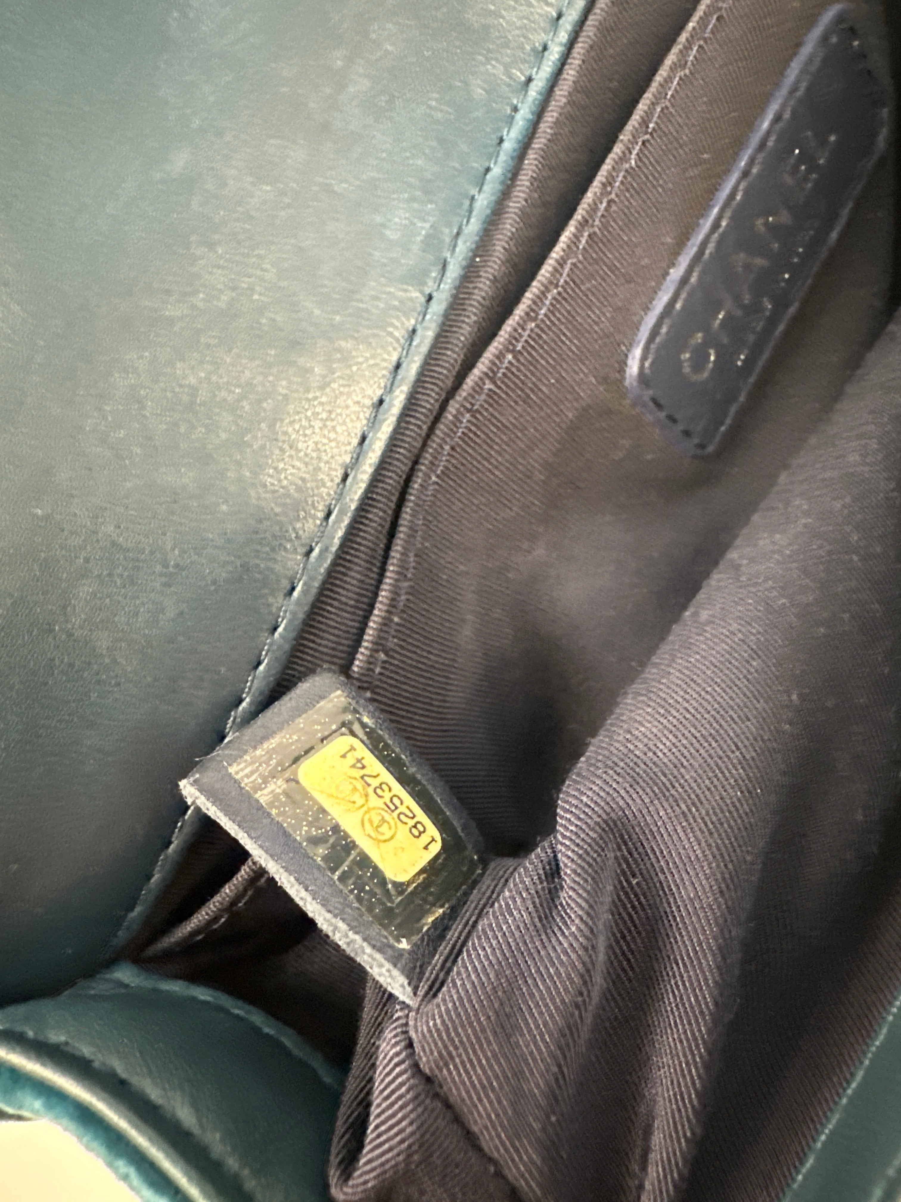 CHANEL Teal Velvet And Quilted Plaid Tweed Paris-Edinburgh Medium Boy Bag