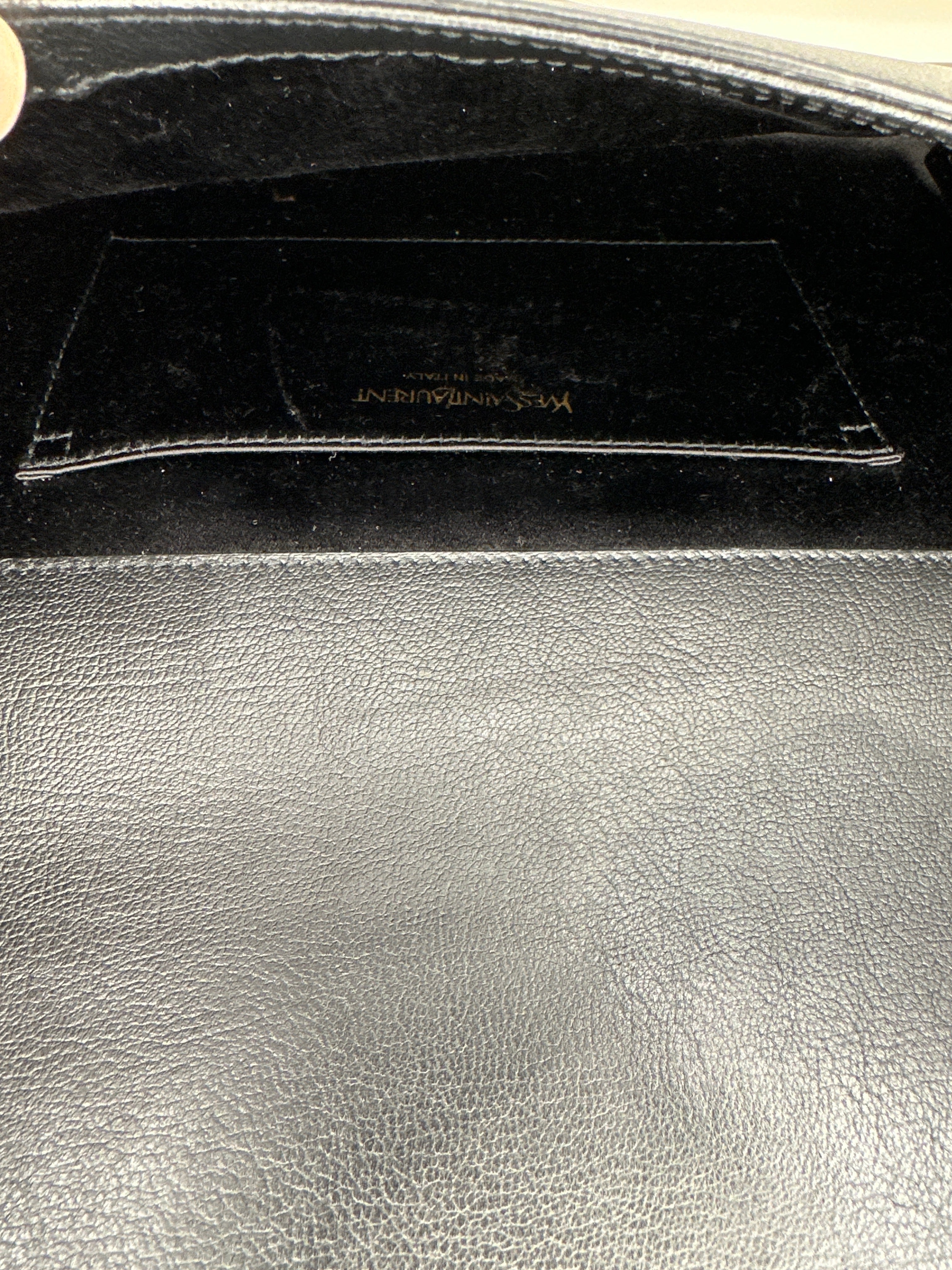 Saint Laurent Womens Monogram Leather Belle De Jour Clutch Handbag Black