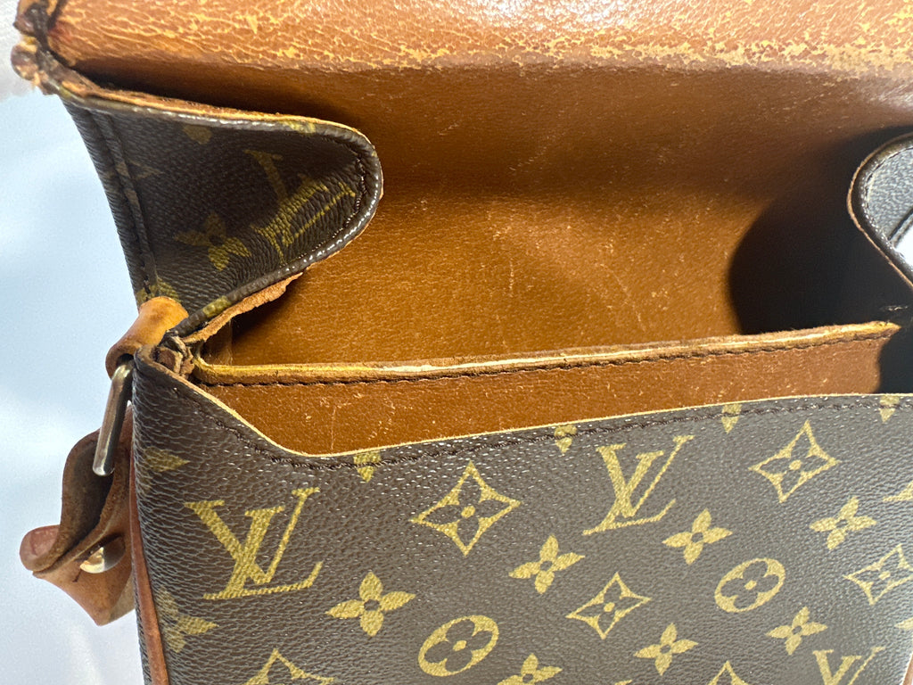 Vintage LOUIS VUITTON Cartouchiere MM Shoulder Bag Monogram Leather Brown- project bag