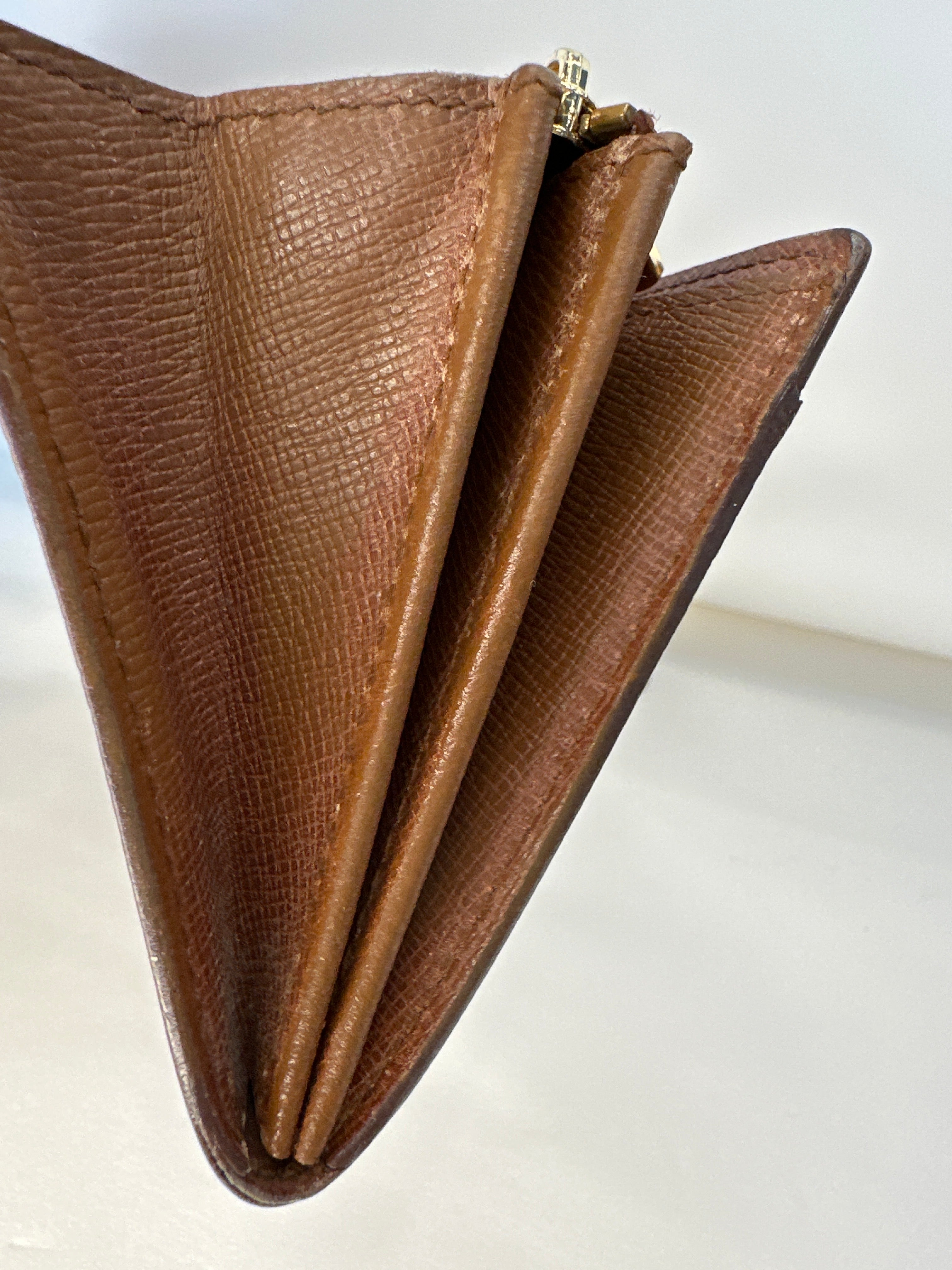 Vintage Louis Vuitton Logo LV Trifold Wallet Large Monogram Brown Authentic