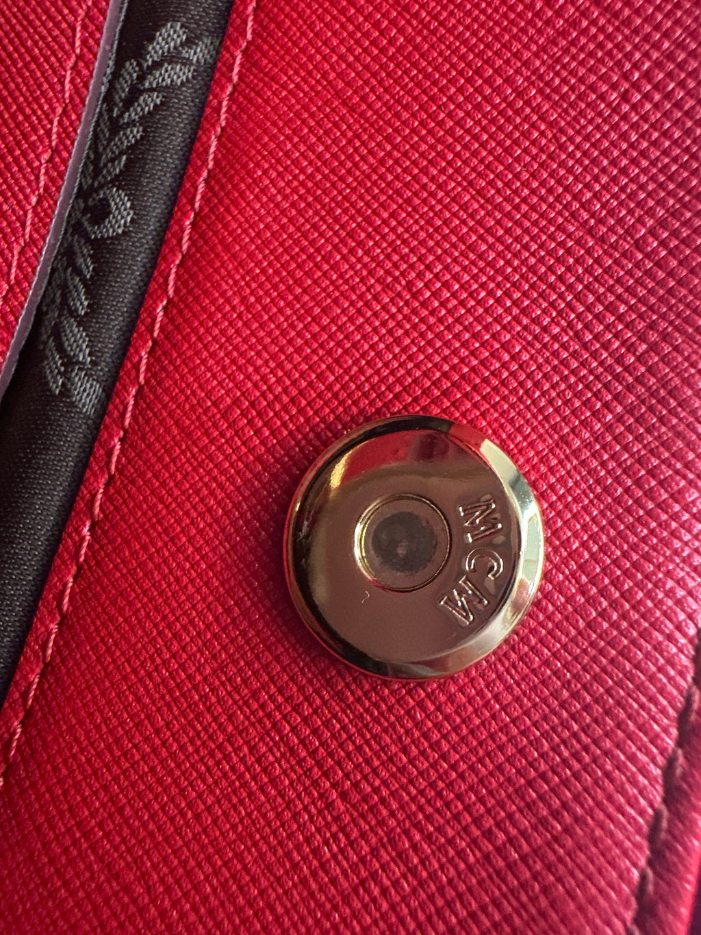 MCM Red Horizontal Double Zip Tote