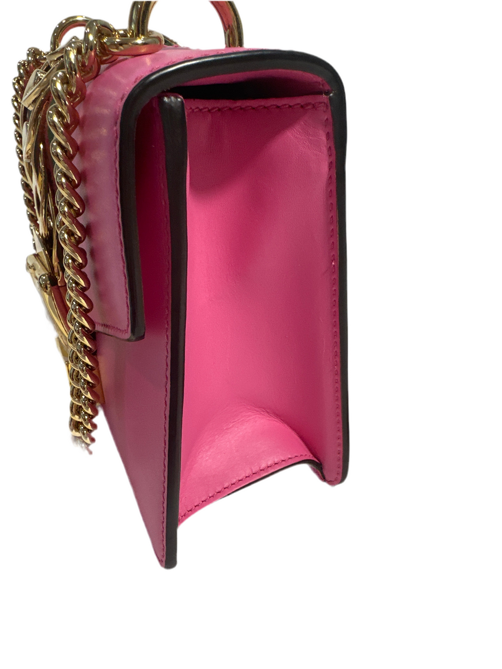 Gucci Pink Leather Mini Sylvie Chain Shoulder Bag