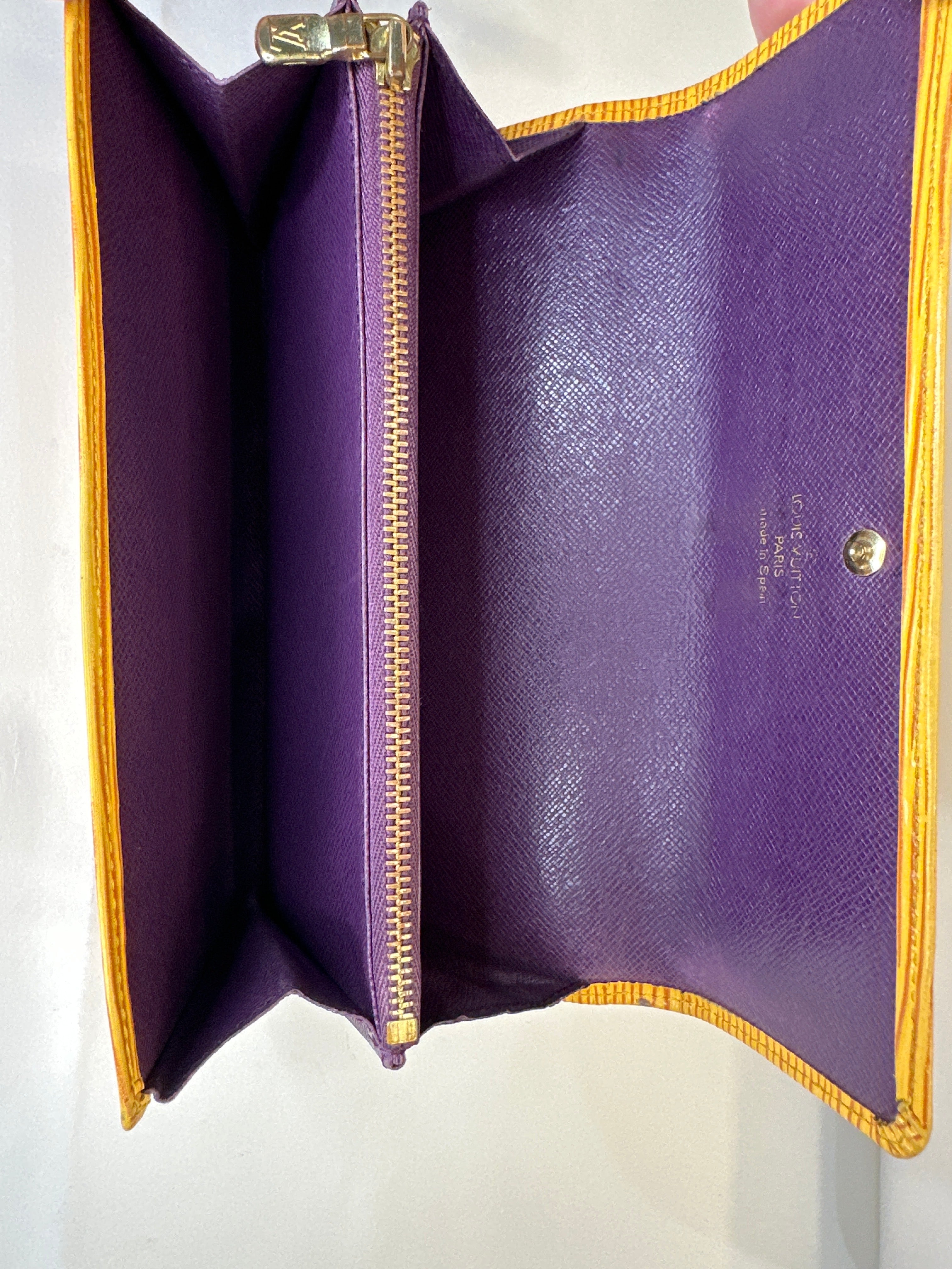 Vintage Louis Vuitton Long Wallet Portefeuille Sarah leather Epi Yellow