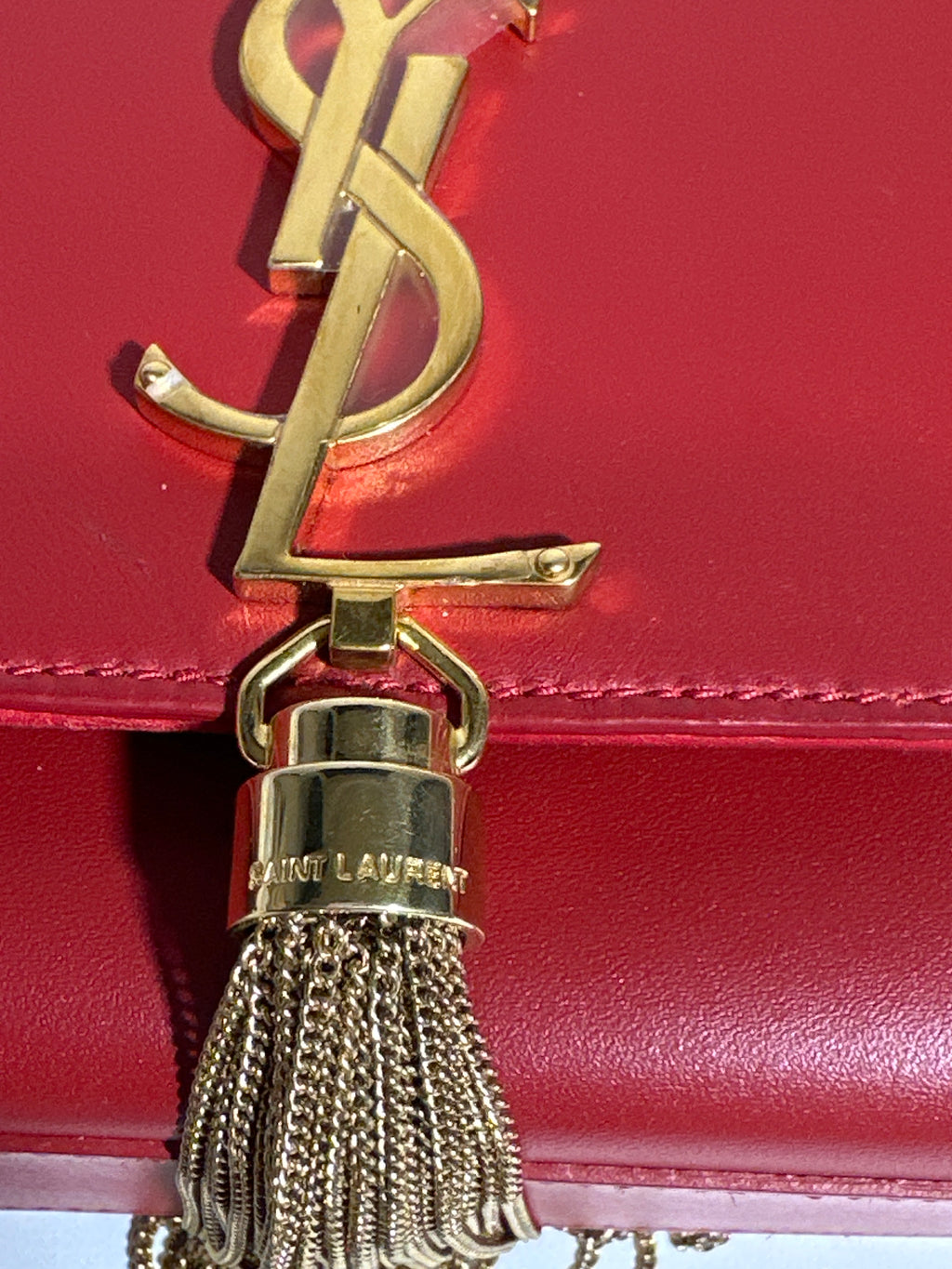 Saint Laurent Shoulder Red Kate Tassel Bag