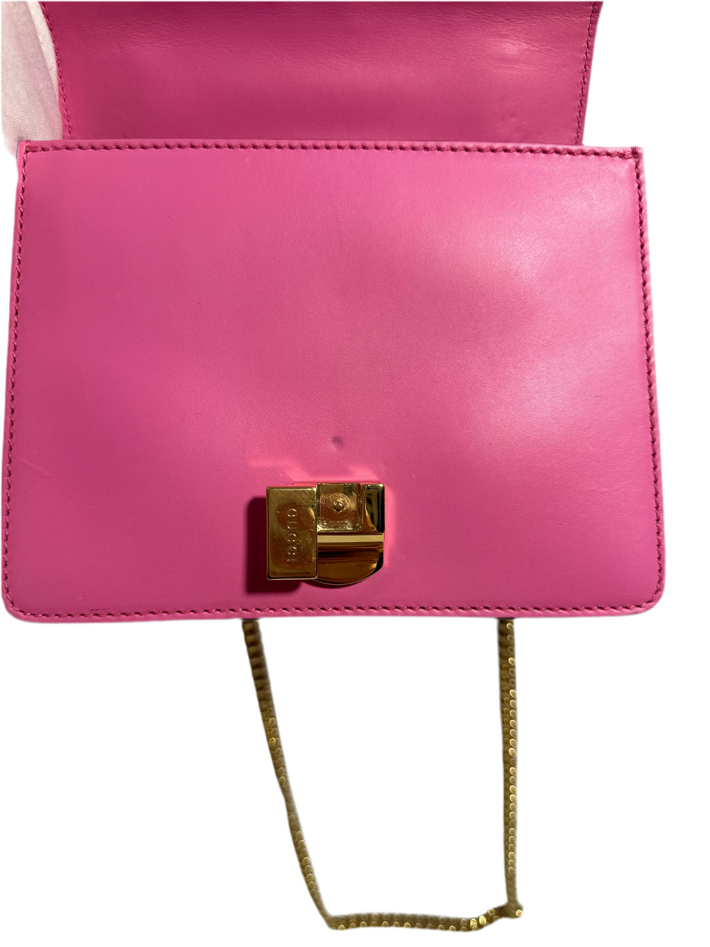 Gucci Pink Leather Mini Sylvie Chain Shoulder Bag