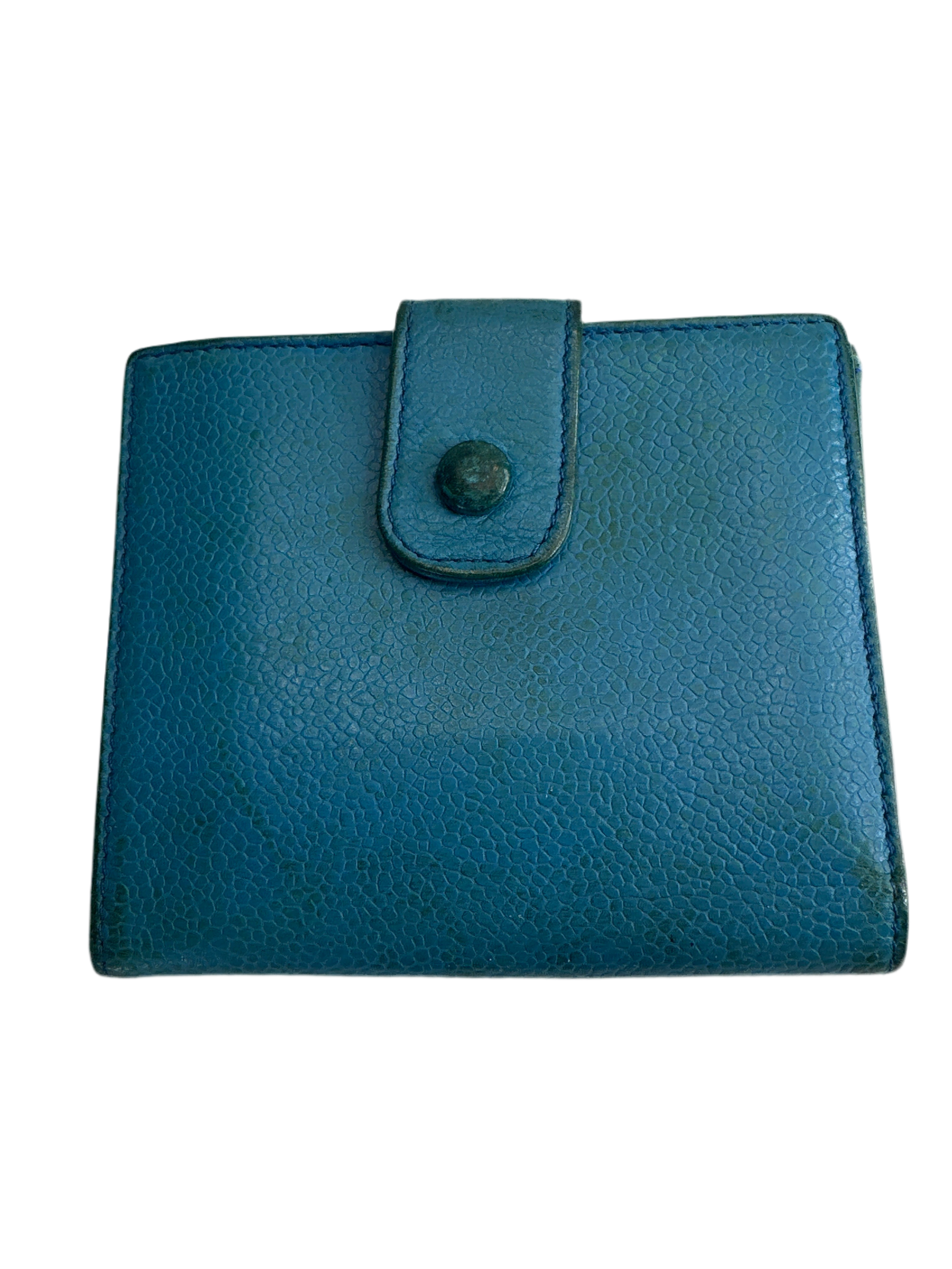 Vintage CHANEL Caviar Blue Card Holder Wallet