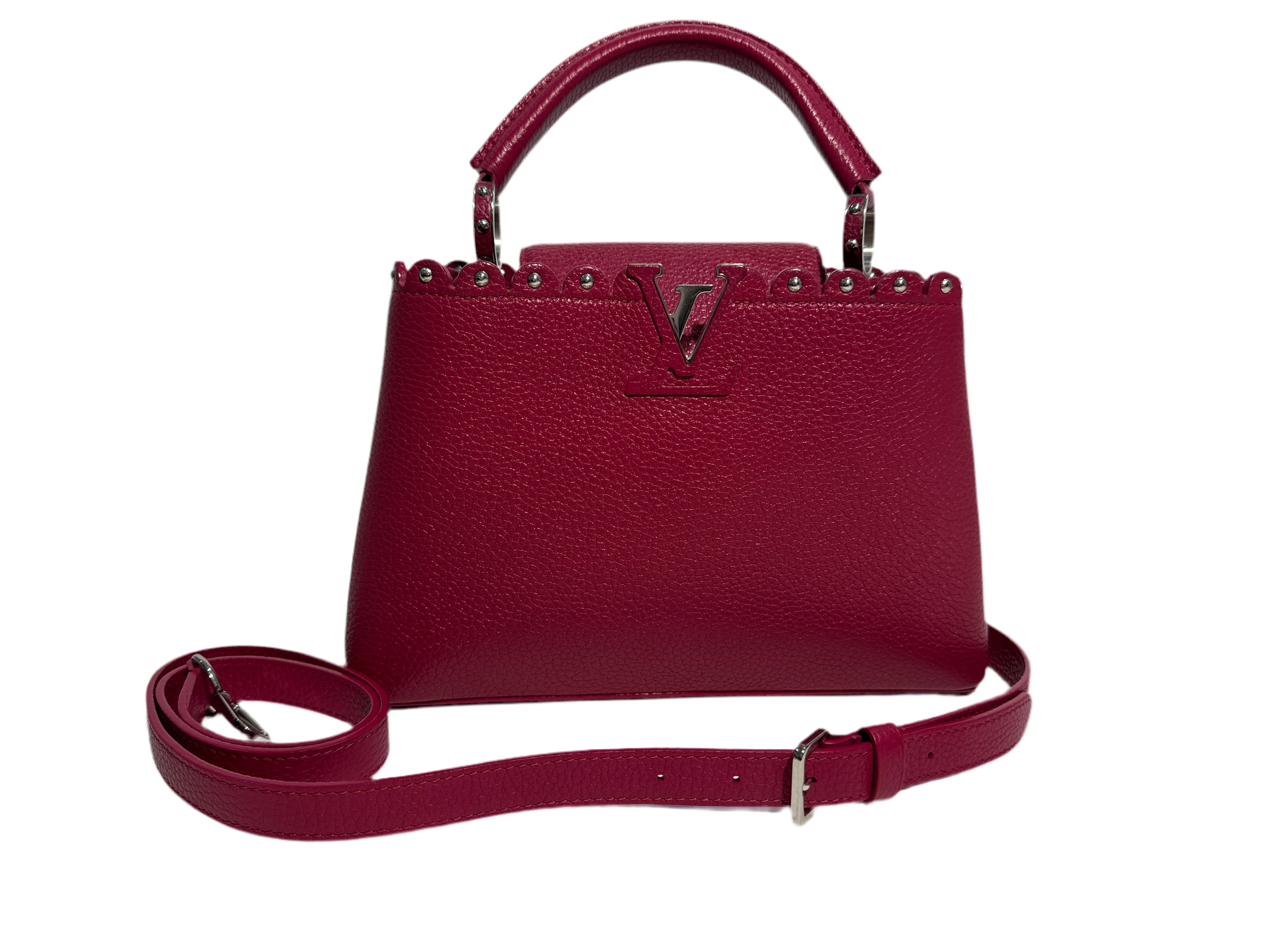 Louis Vuitton Taurillon Lace Croquets Capucines BB Groseille