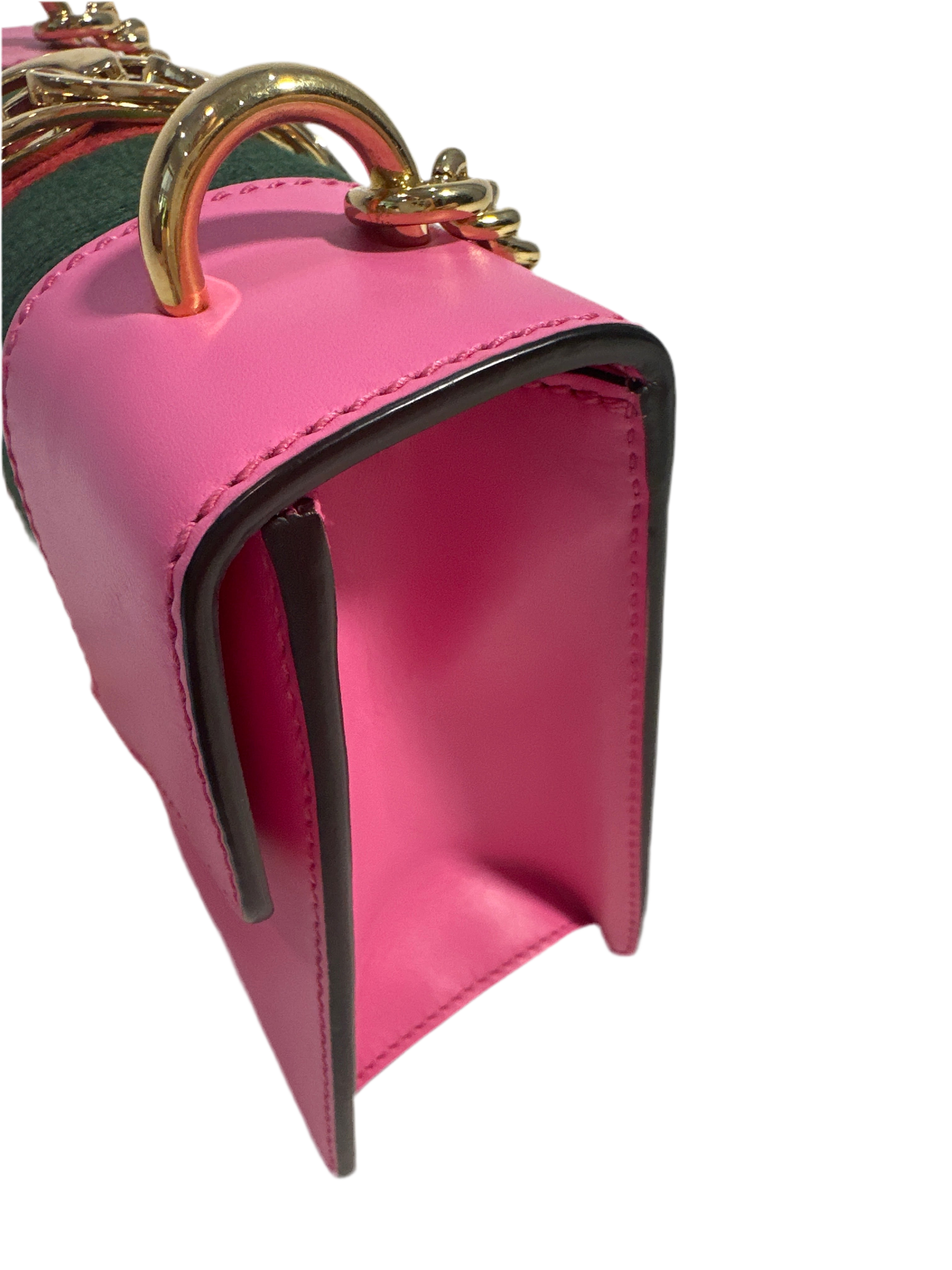 Gucci Pink Leather Mini Sylvie Chain Shoulder Bag