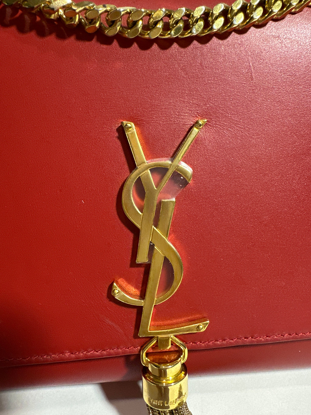 Saint Laurent Shoulder Red Kate Tassel Bag