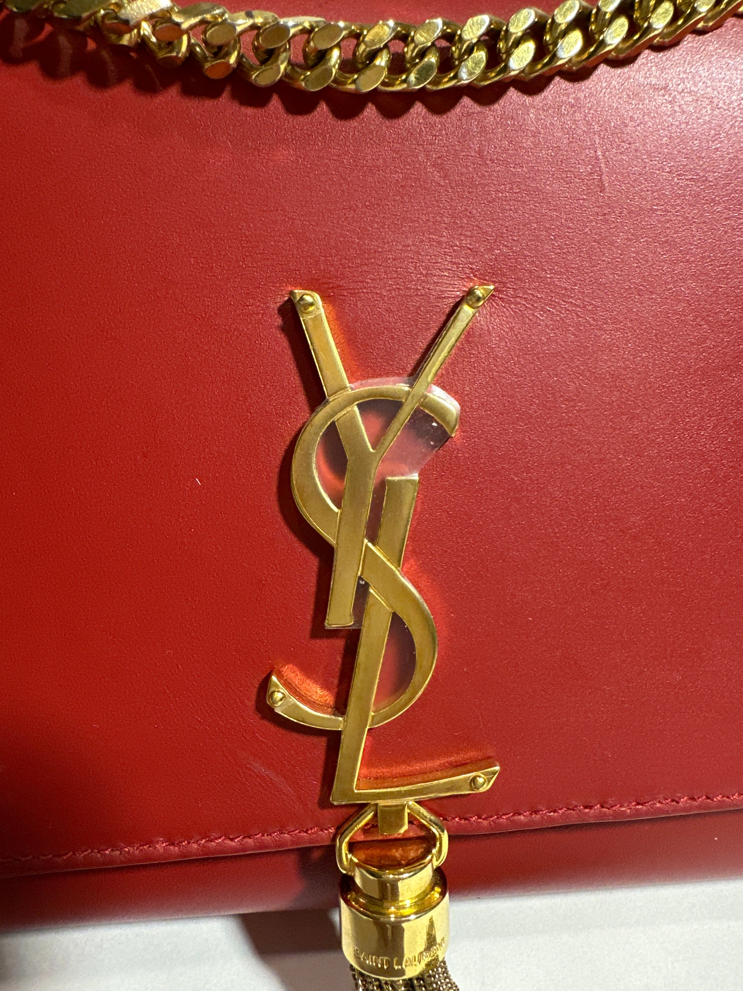 Saint Laurent Shoulder Red Kate Tassel Bag