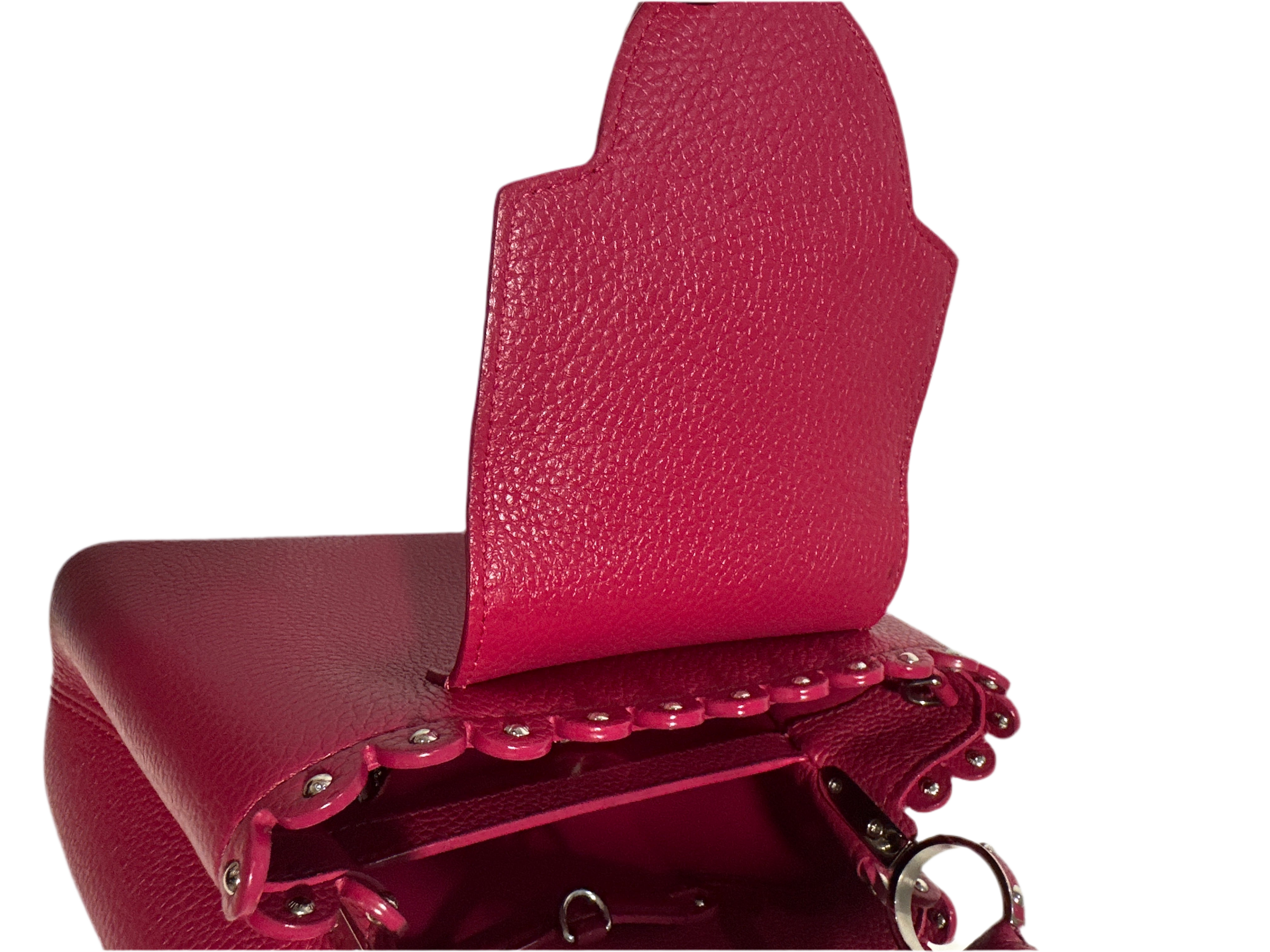 Louis Vuitton Taurillon Lace Croquets Capucines BB Groseille