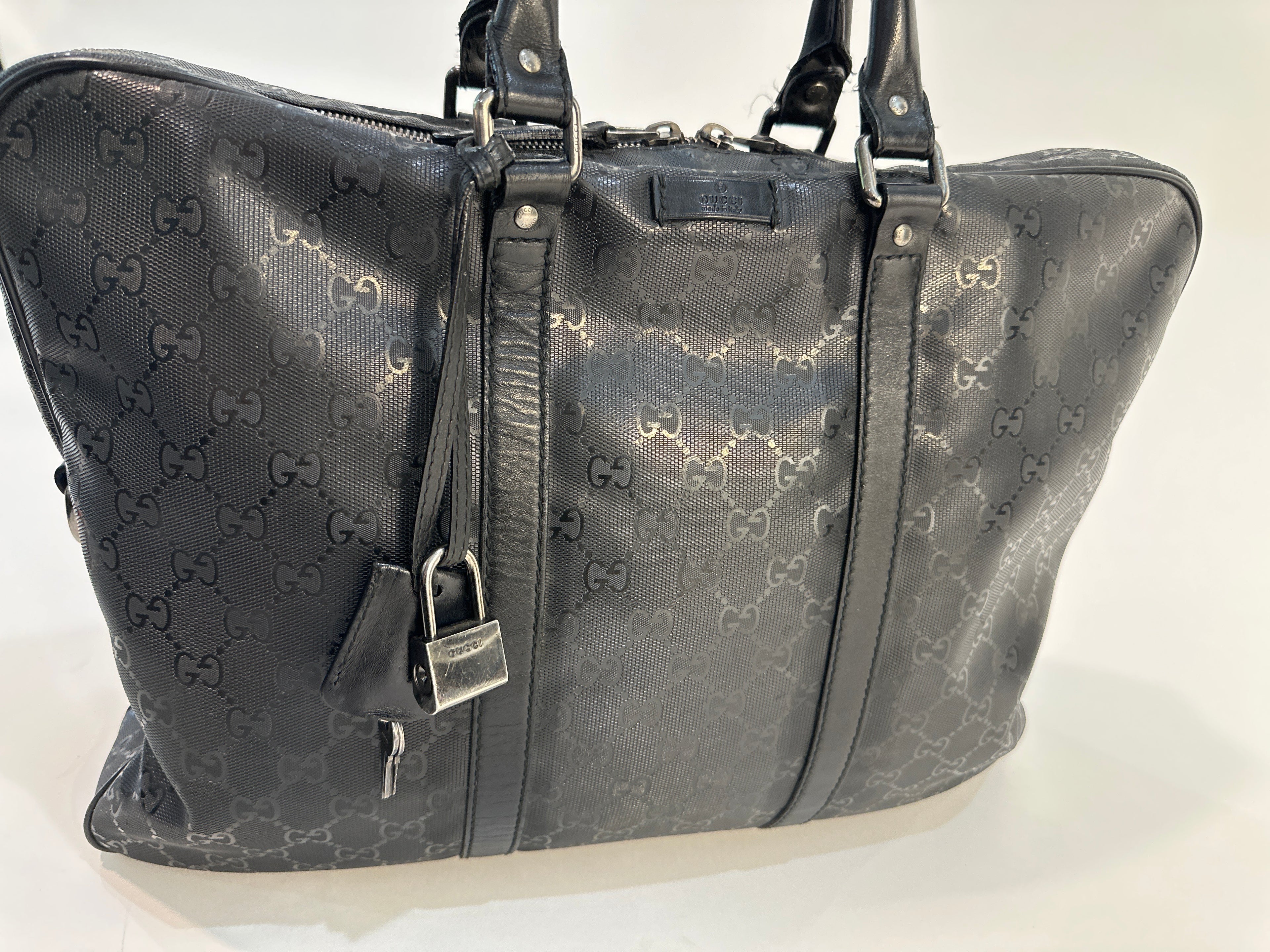 Gucci Embossed GG Briefcase Black PVC business Laptop bag