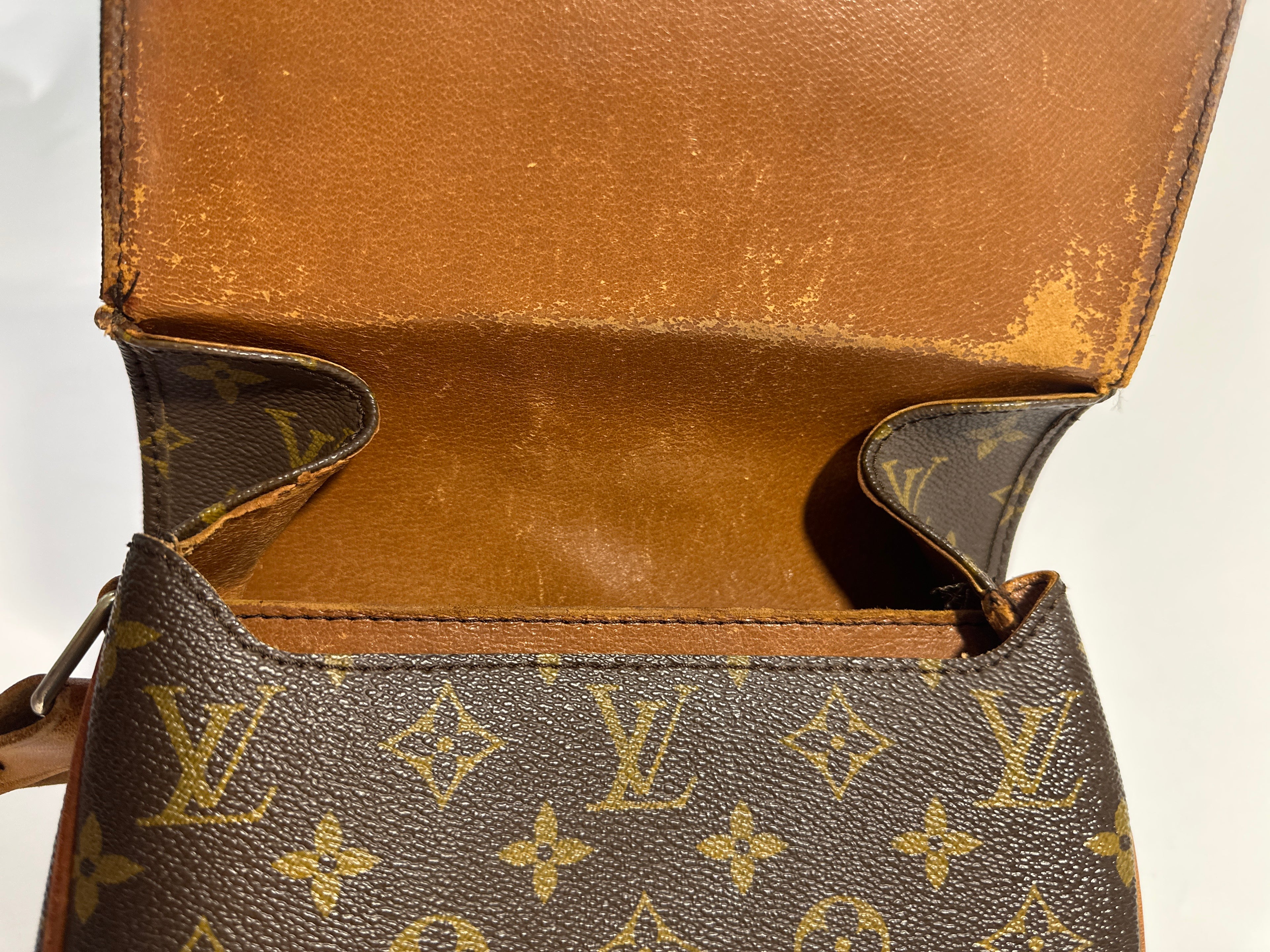 Vintage LOUIS VUITTON Cartouchiere MM Shoulder Bag Monogram Leather Brown- project bag