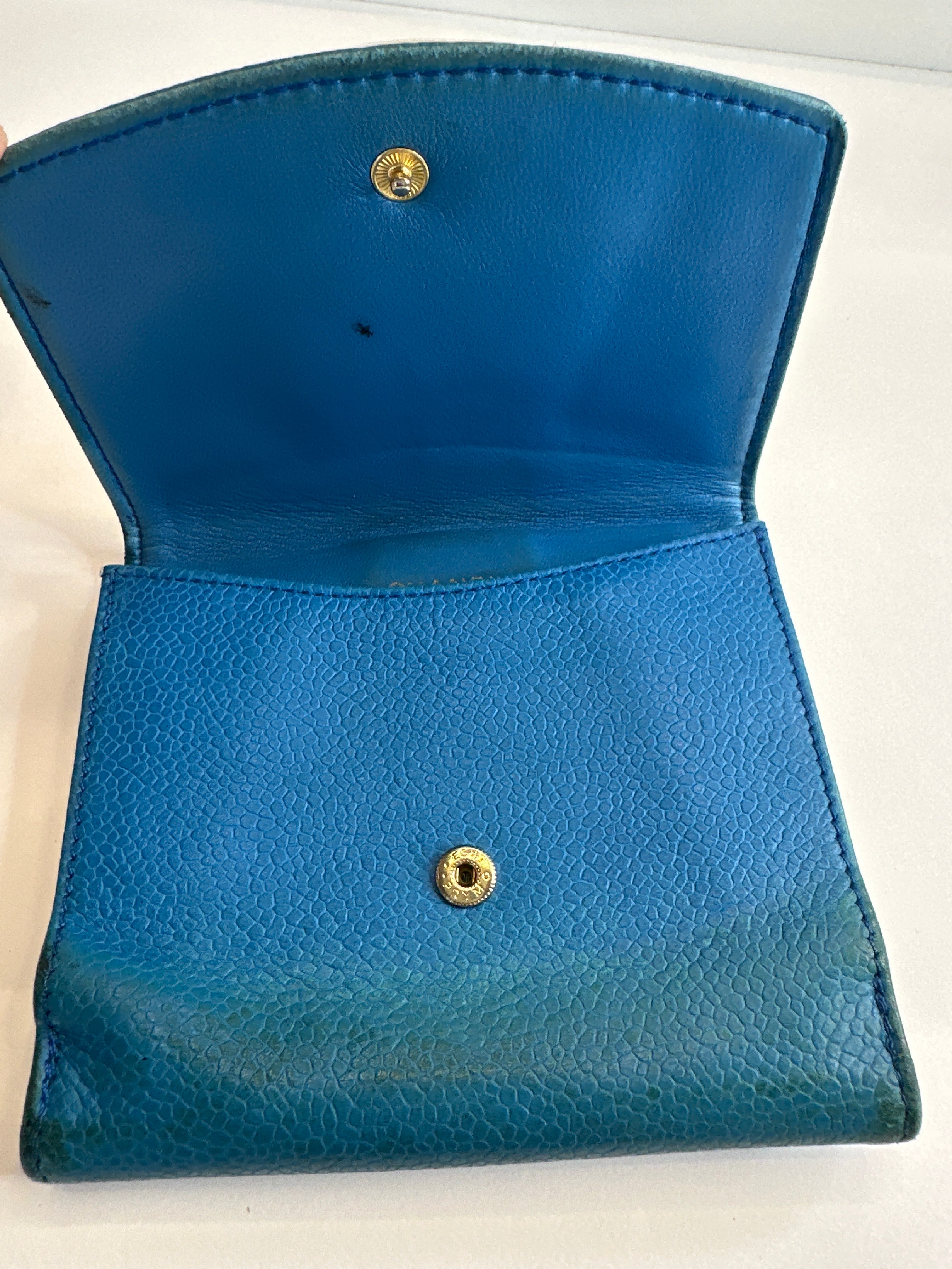 Vintage CHANEL Caviar Blue Card Holder Wallet