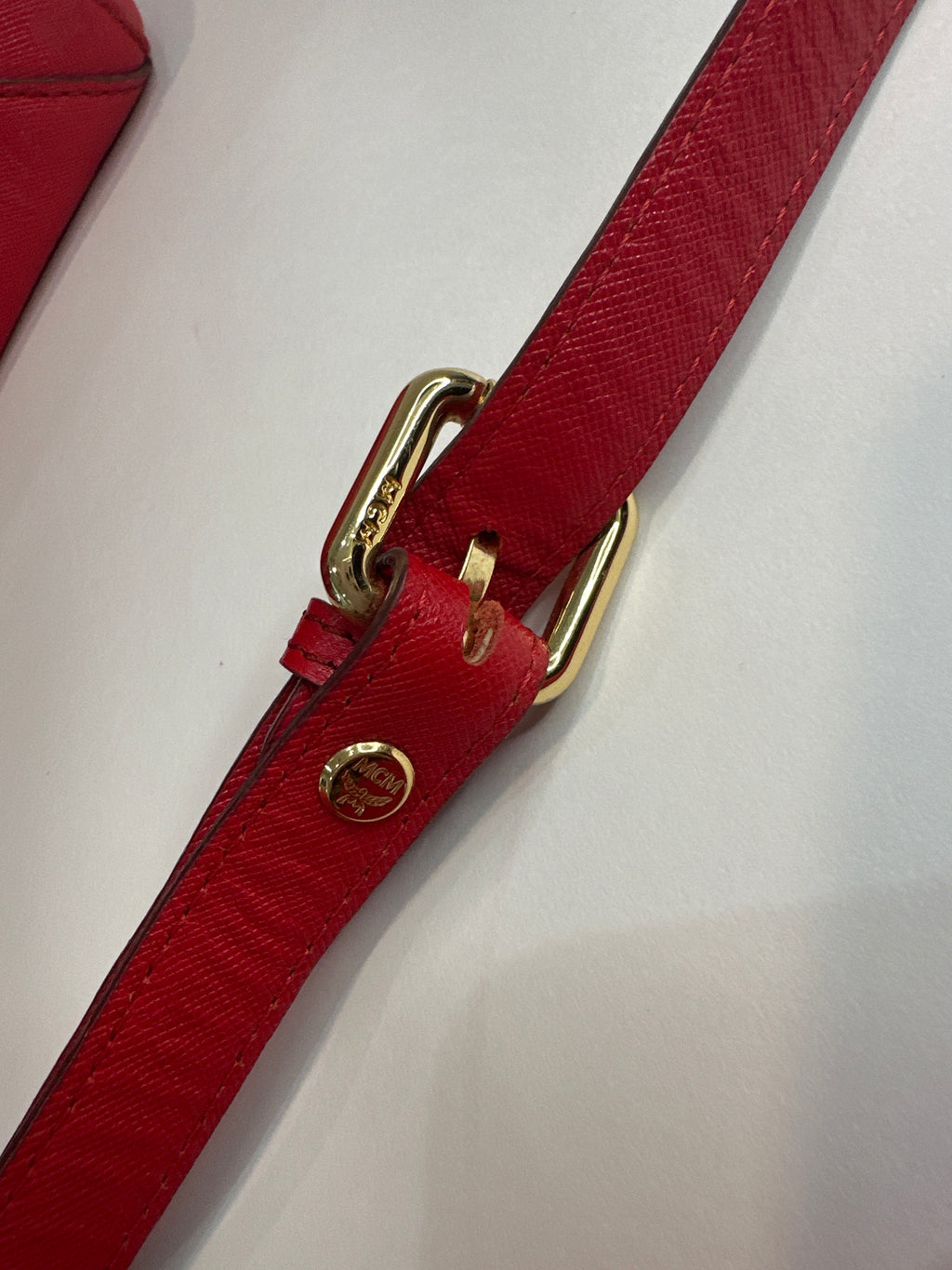 MCM Red Horizontal Double Zip Tote