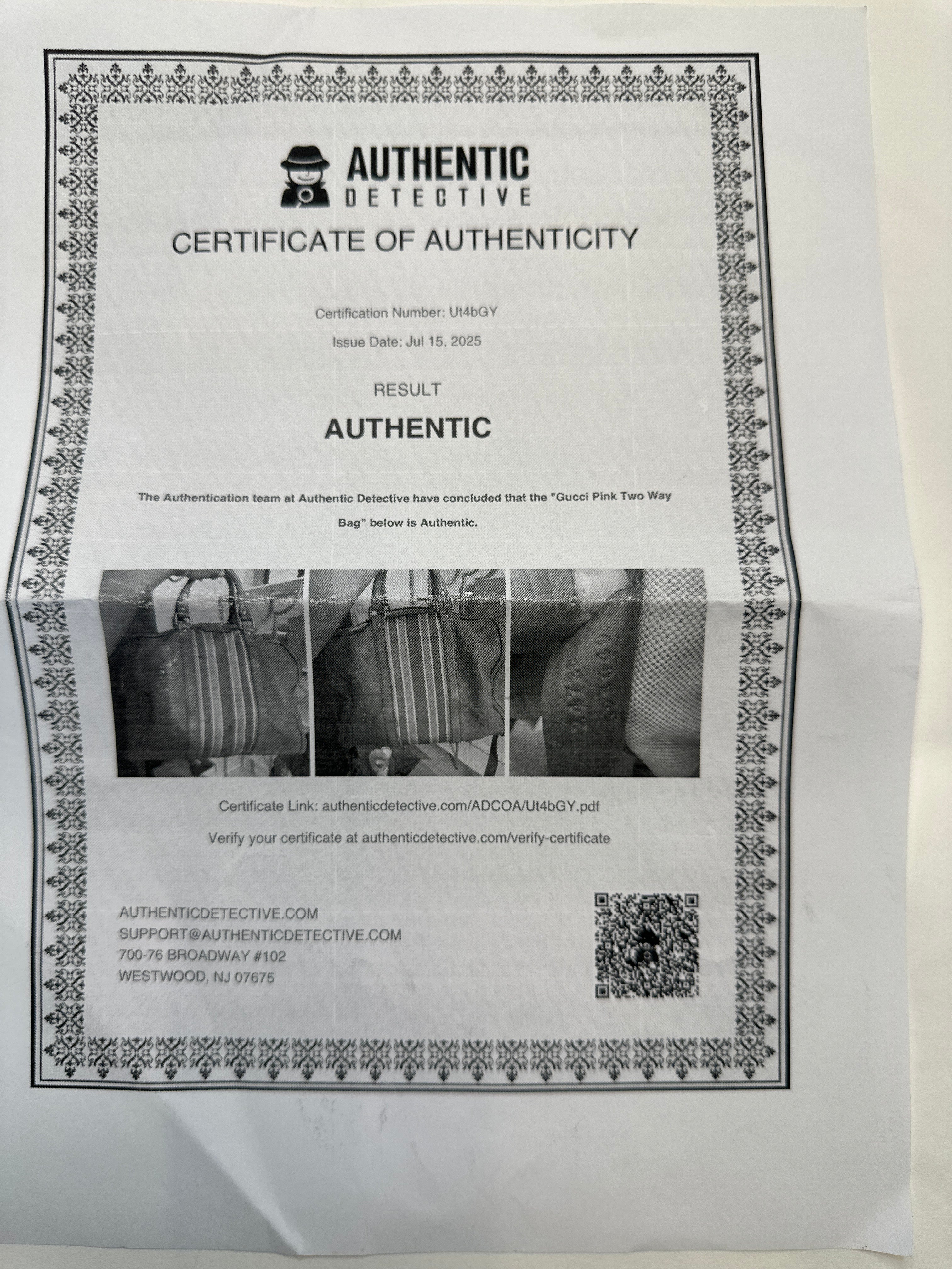 Vintage Gucci Rose Pink Leather Web Line Boston Speedy 2way Tote Bag with COA