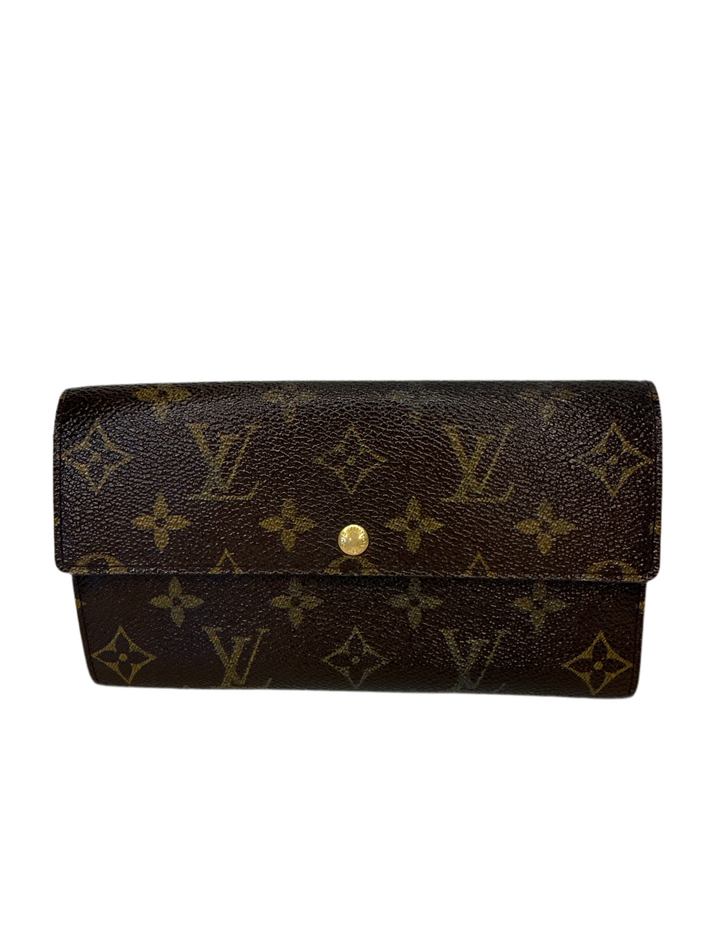 Vintage Louis Vuitton Logo LV Trifold Wallet Large Monogram Brown Authentic