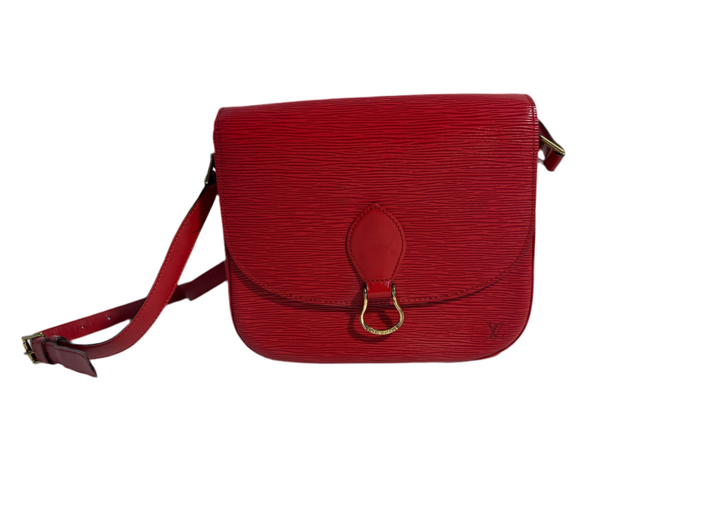 Vintage Louis Vuitton Epi Saint Cloud Shoulder Bag Red with COA