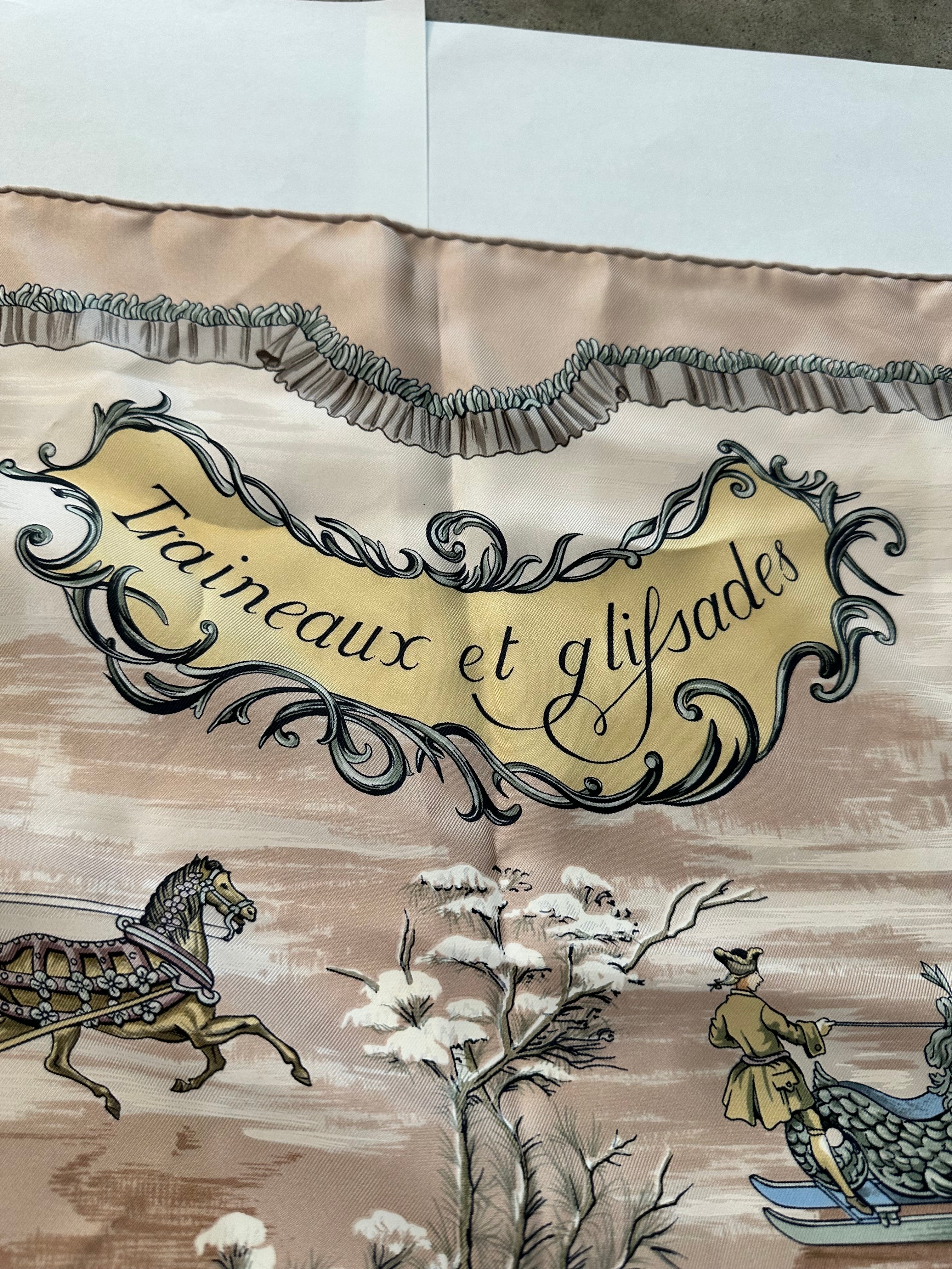 Vintage Hermes Traineaux et Glisades scarf