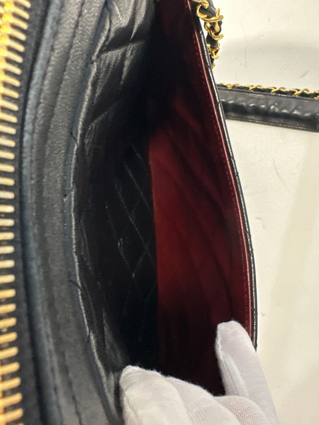 Chanel Vintage Lambskin Chain Camera Bag with COA, dust bag and card