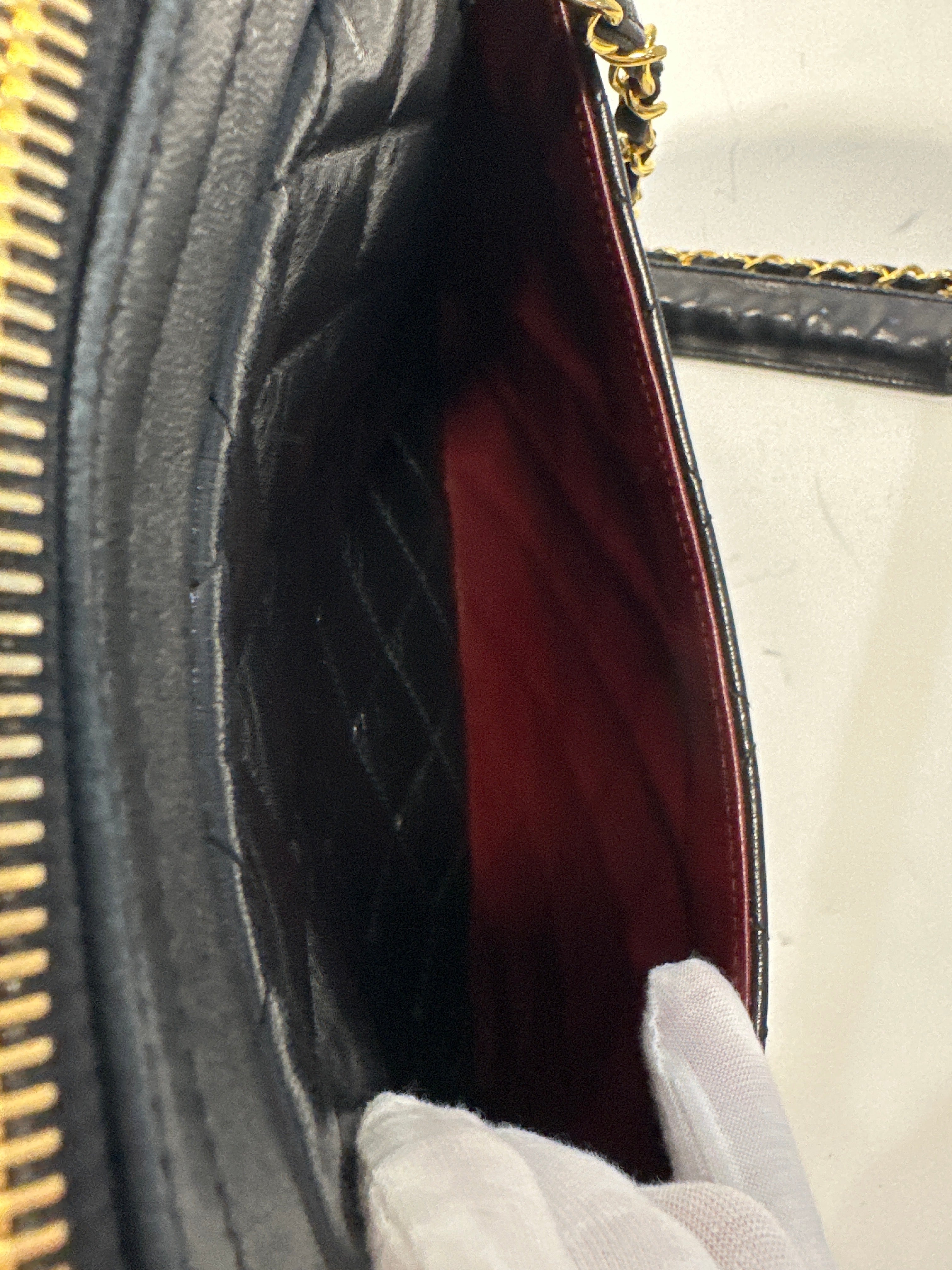 Chanel Vintage Lambskin Chain Camera Bag with COA, dust bag and card