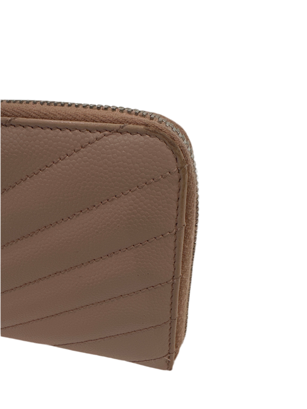 YSL Zip Around Wallet Pink Beige