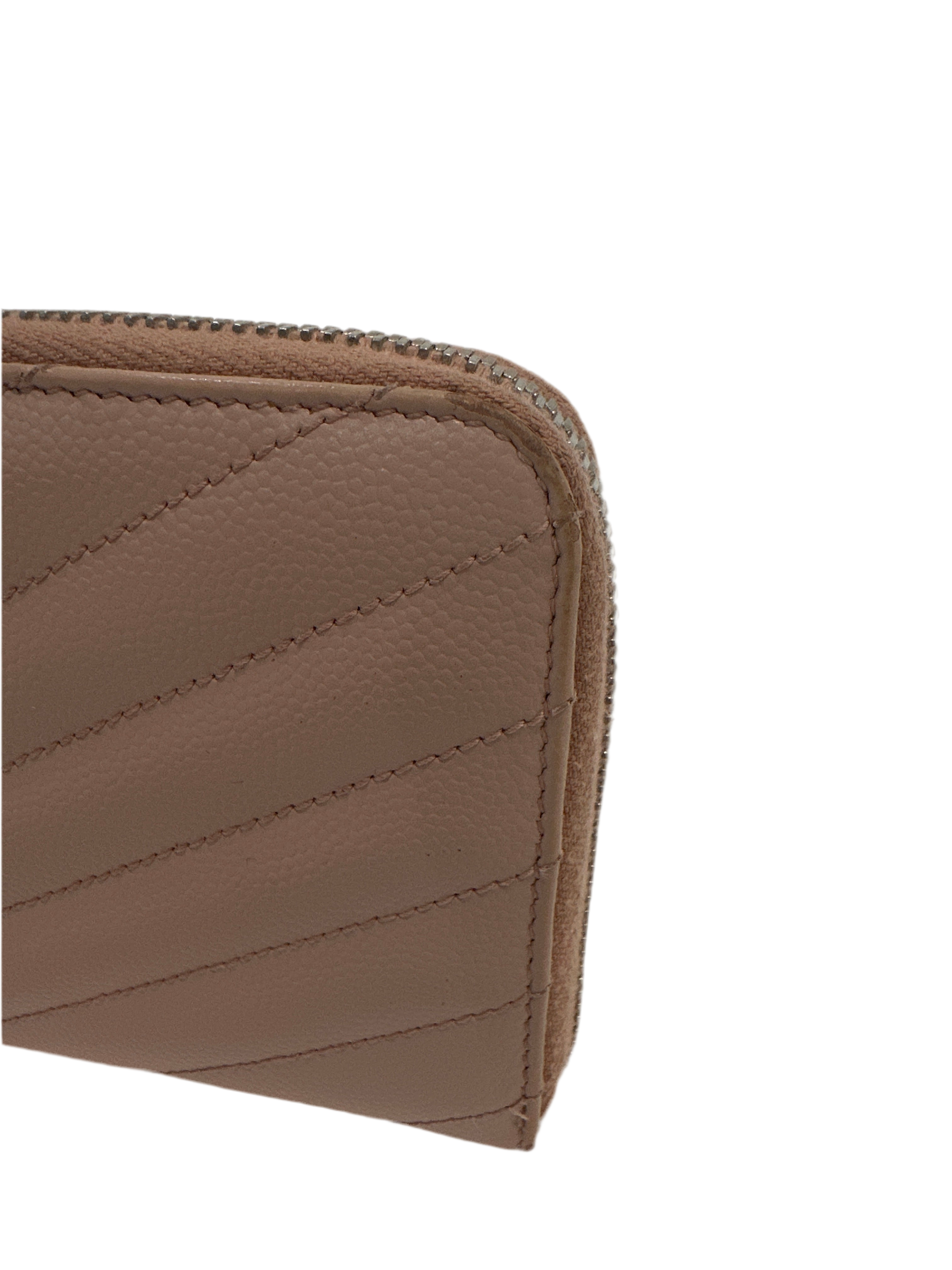 YSL Zip Around Wallet Pink Beige