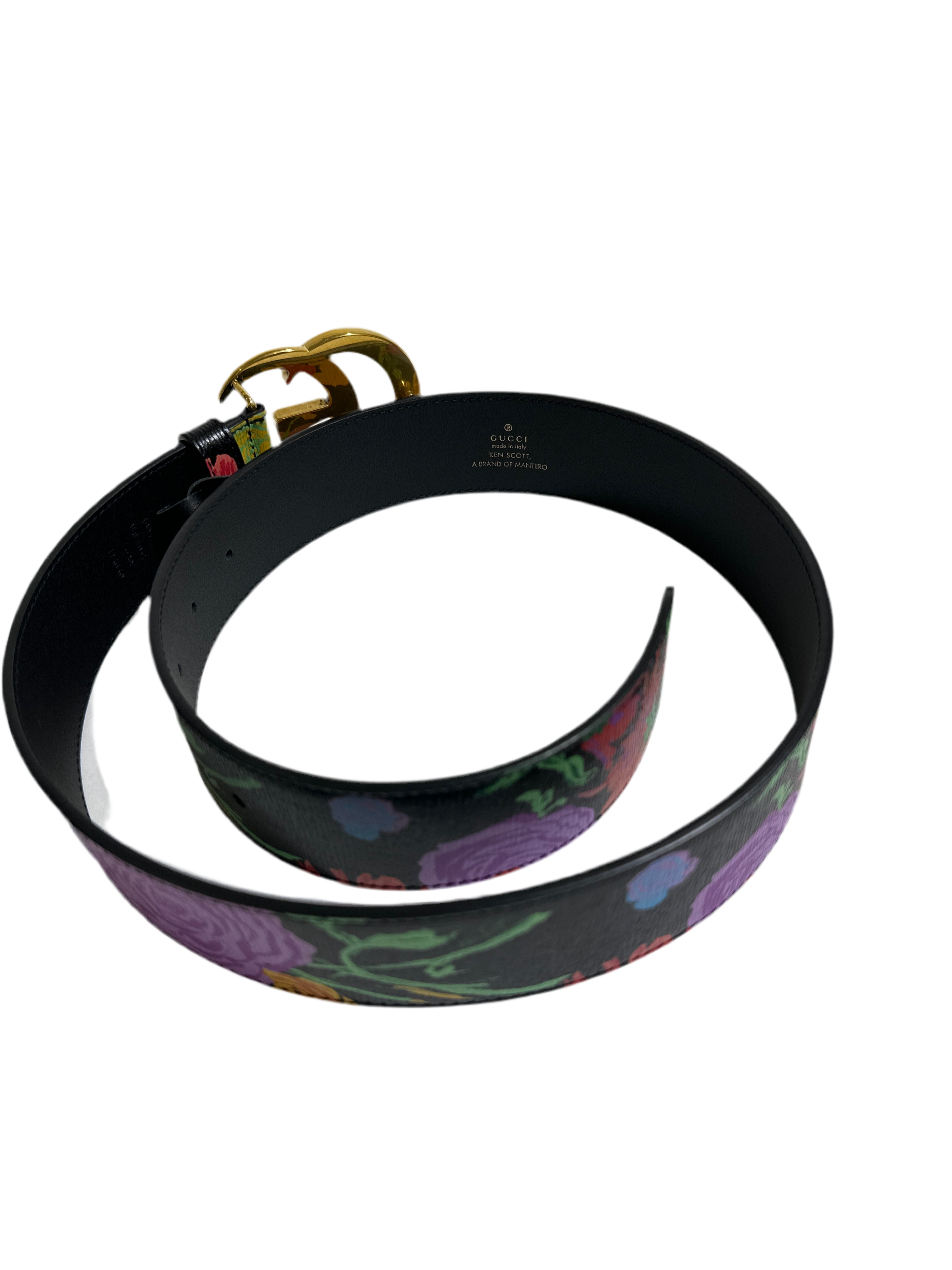 GUCCI X KEN SCOTT Calfskin Double G Belt 75/30 Floral Collab
