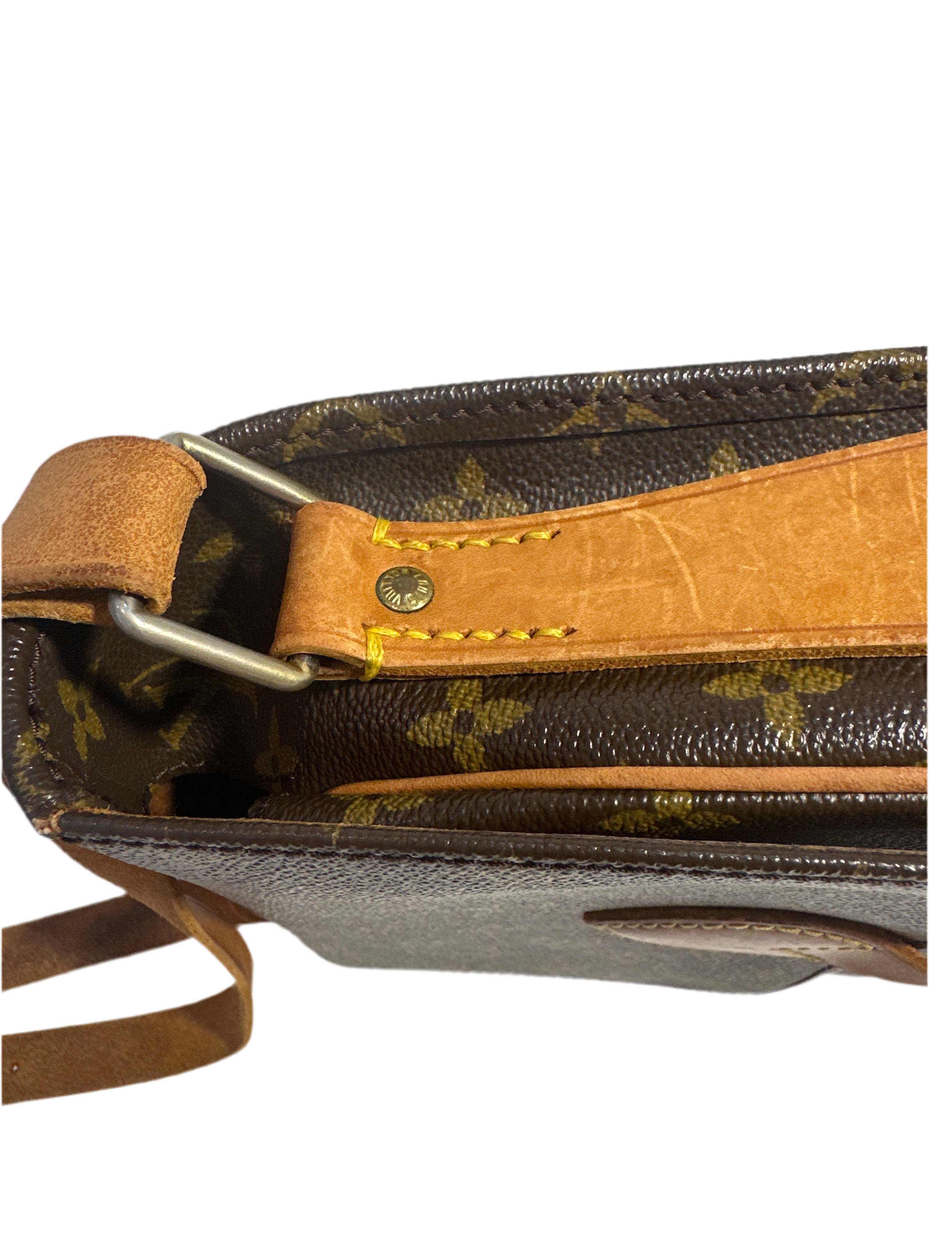 Vintage LOUIS VUITTON Cartouchiere MM Shoulder Bag Monogram Leather Brown- project bag