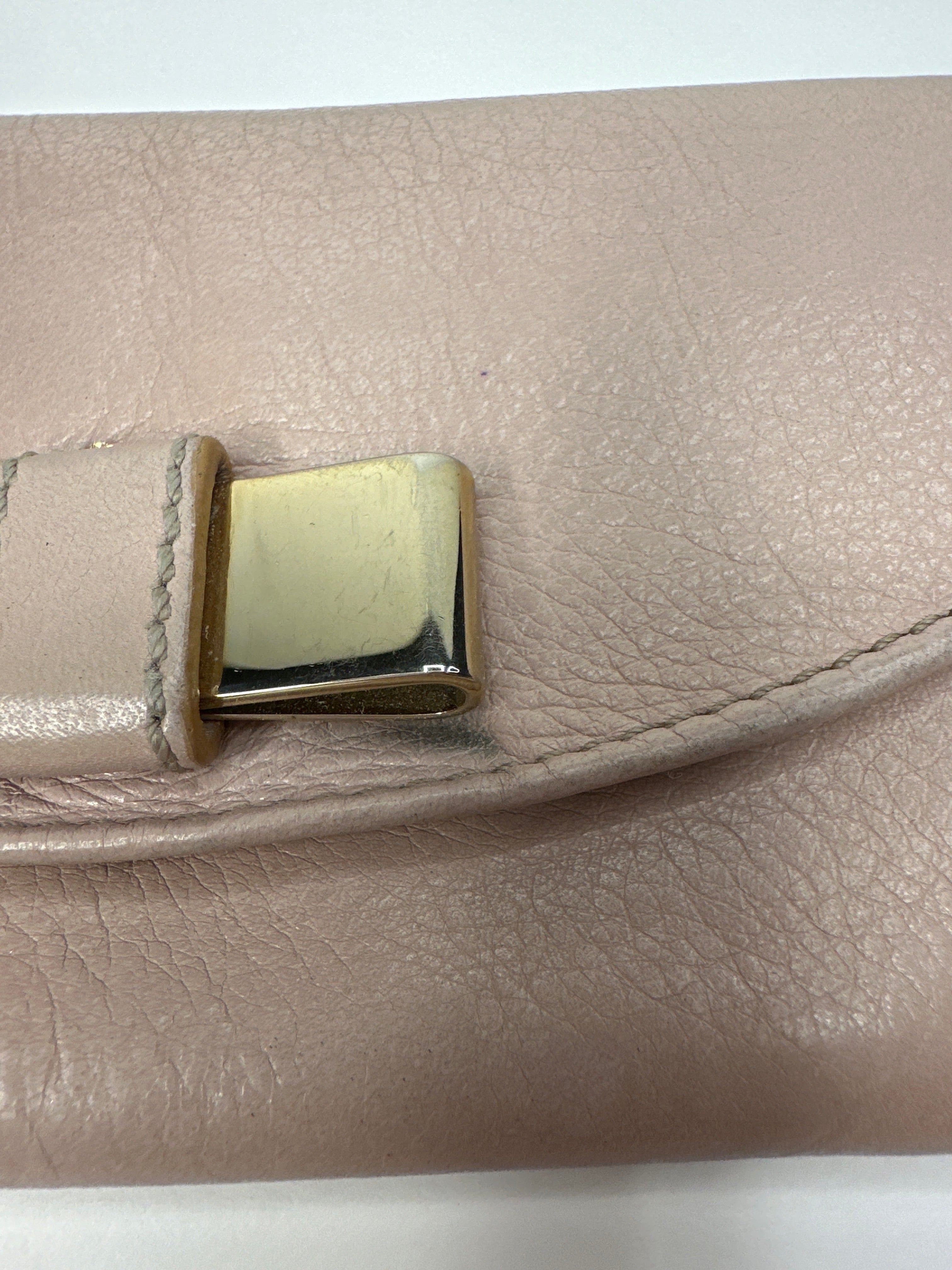 Chloé Taupe Snap Bow Leather Long Wallet