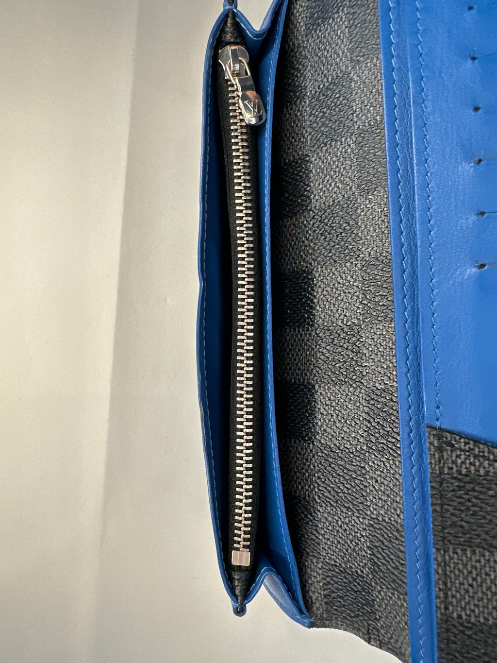 Louis Vuitton Damier Graphite Brazza Blue Gray Long Wallet