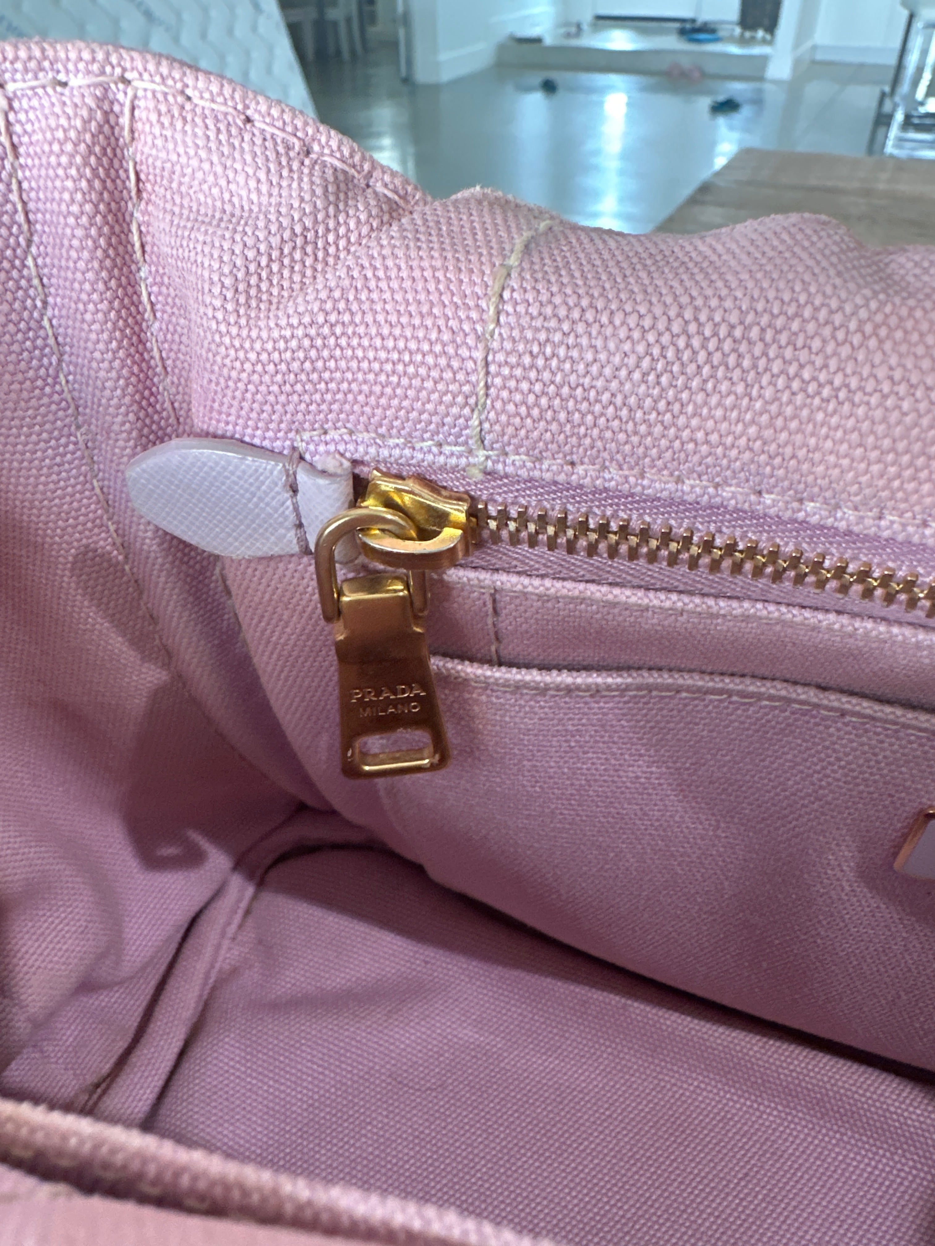 Prada Canapa Small Logo Tote in Pink