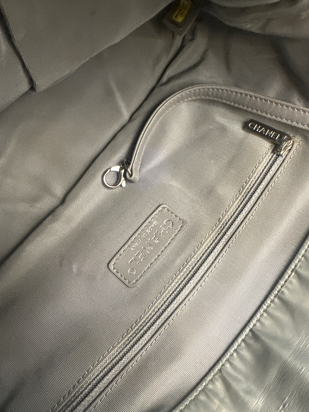 Chanel Tweed On Stitch Bubble Bowling Bag Quilted Nylon Large