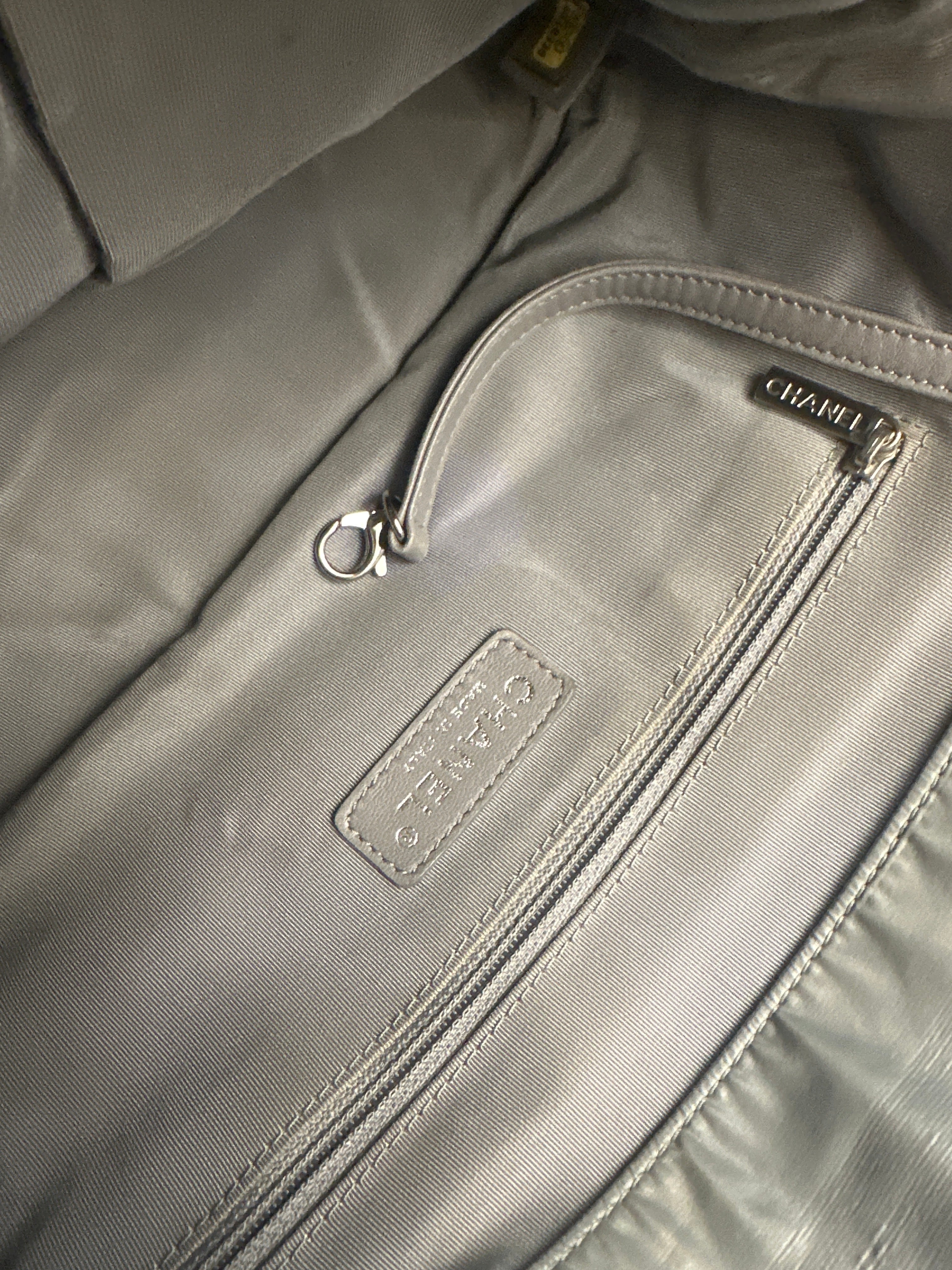 Chanel Tweed On Stitch Bubble Bowling Bag Quilted Nylon Large