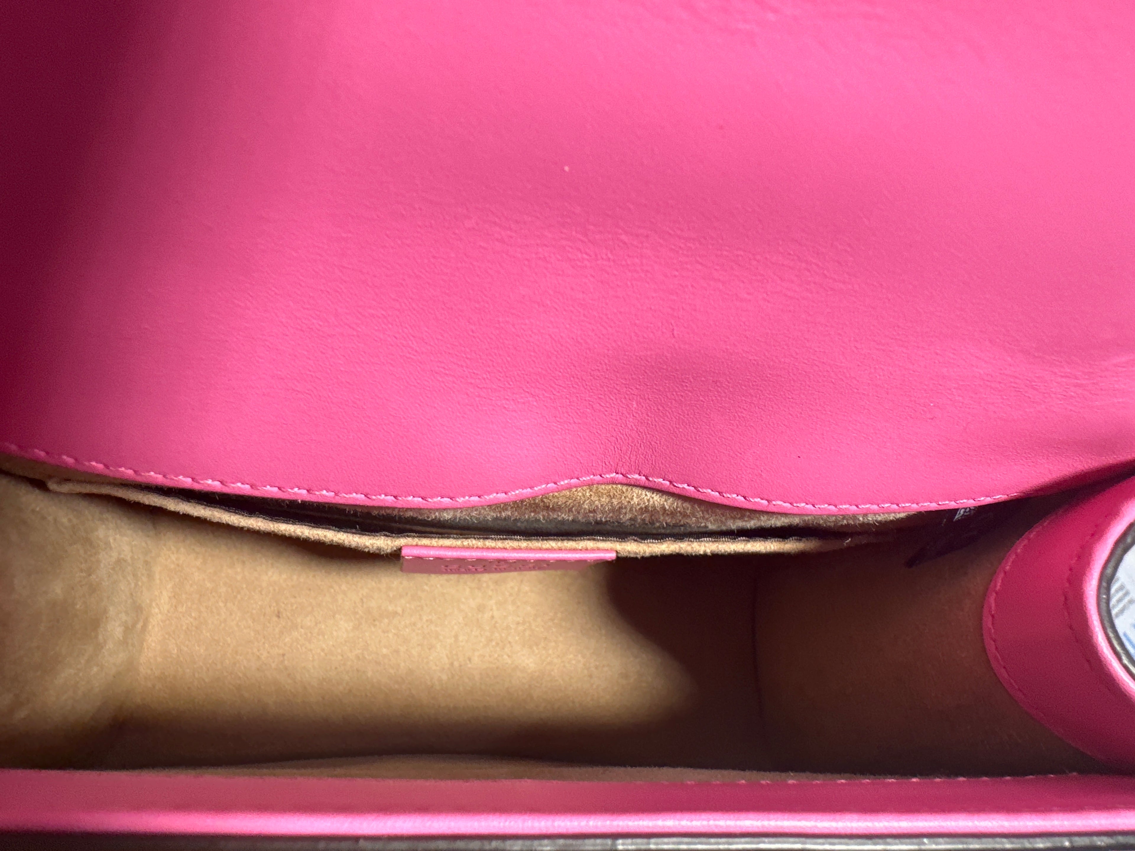 Gucci Pink Leather Mini Sylvie Chain Shoulder Bag