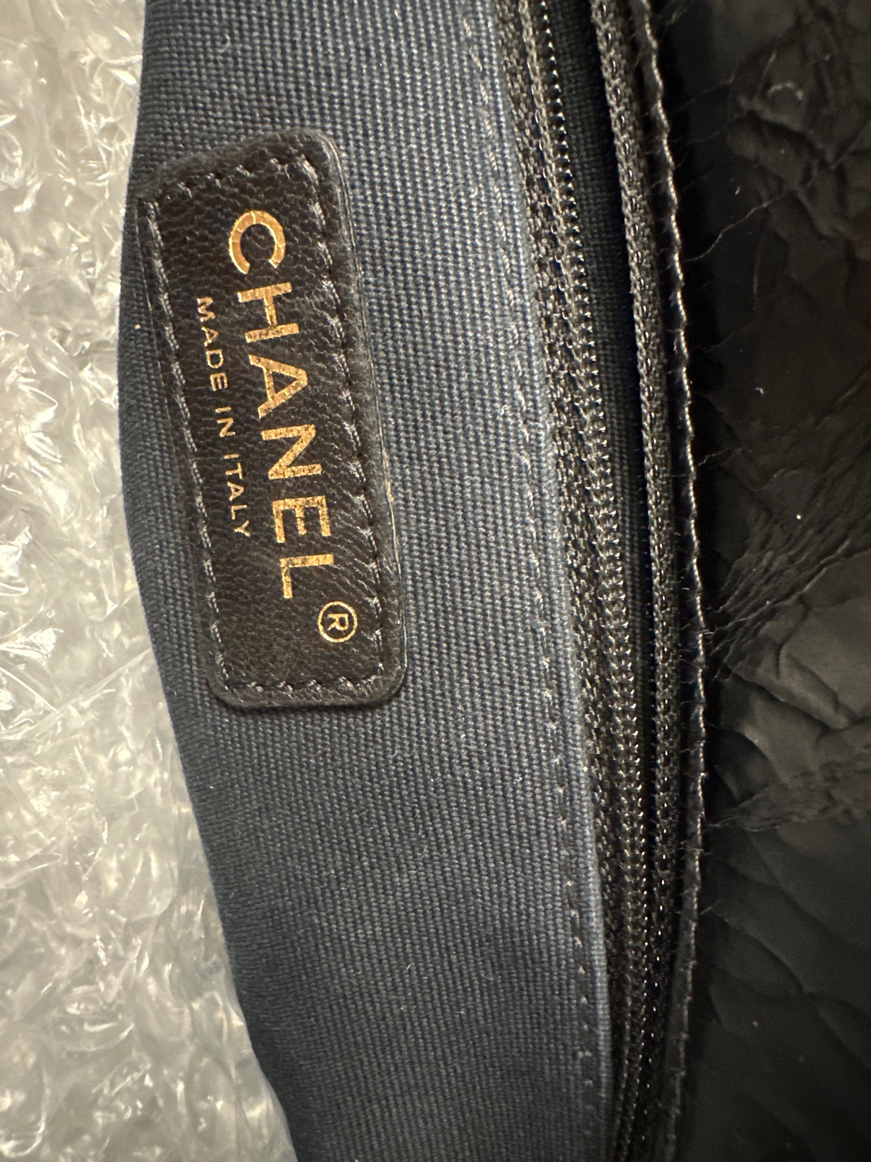 Chanel Glazed Crackled Calfskin Small Reissue Tote Black 2011-2012 with COA
