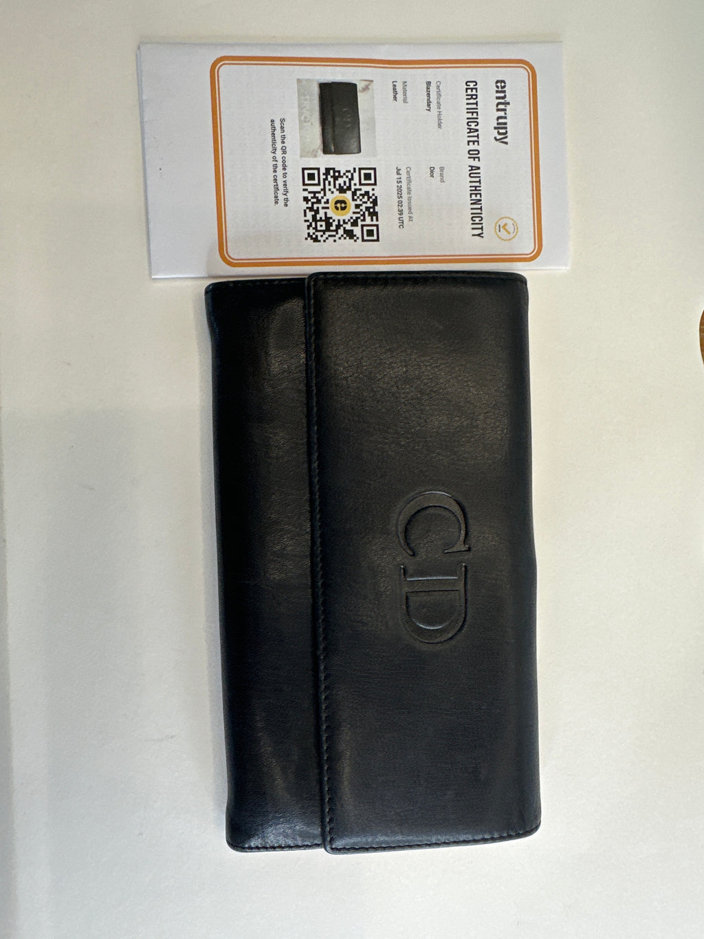 Christian Dior Black Leather Logo Long Wallet