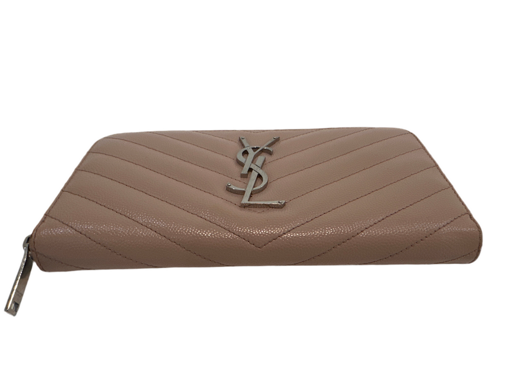 YSL Zip Around Wallet Pink Beige
