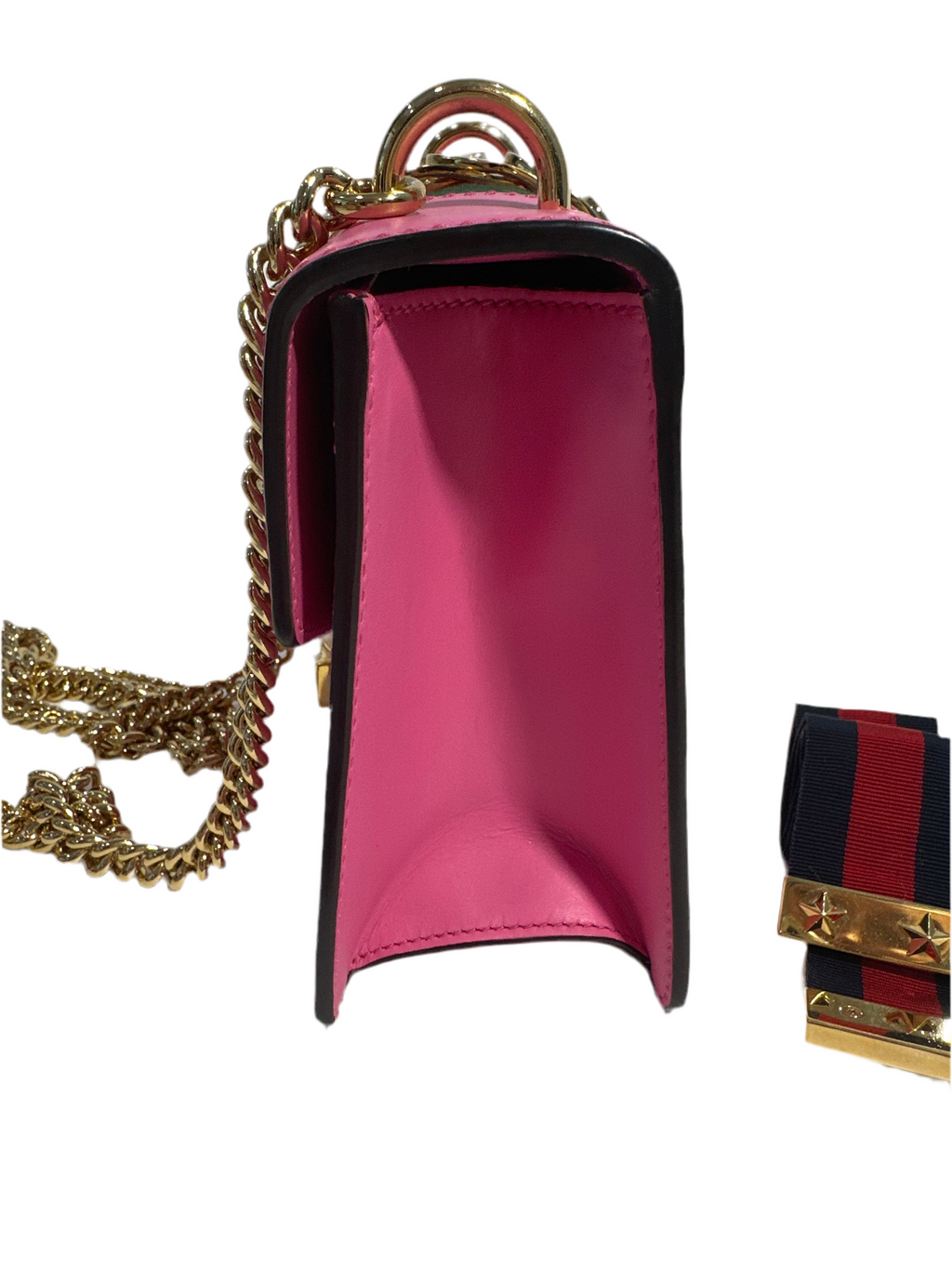 Gucci Pink Leather Mini Sylvie Chain Shoulder Bag