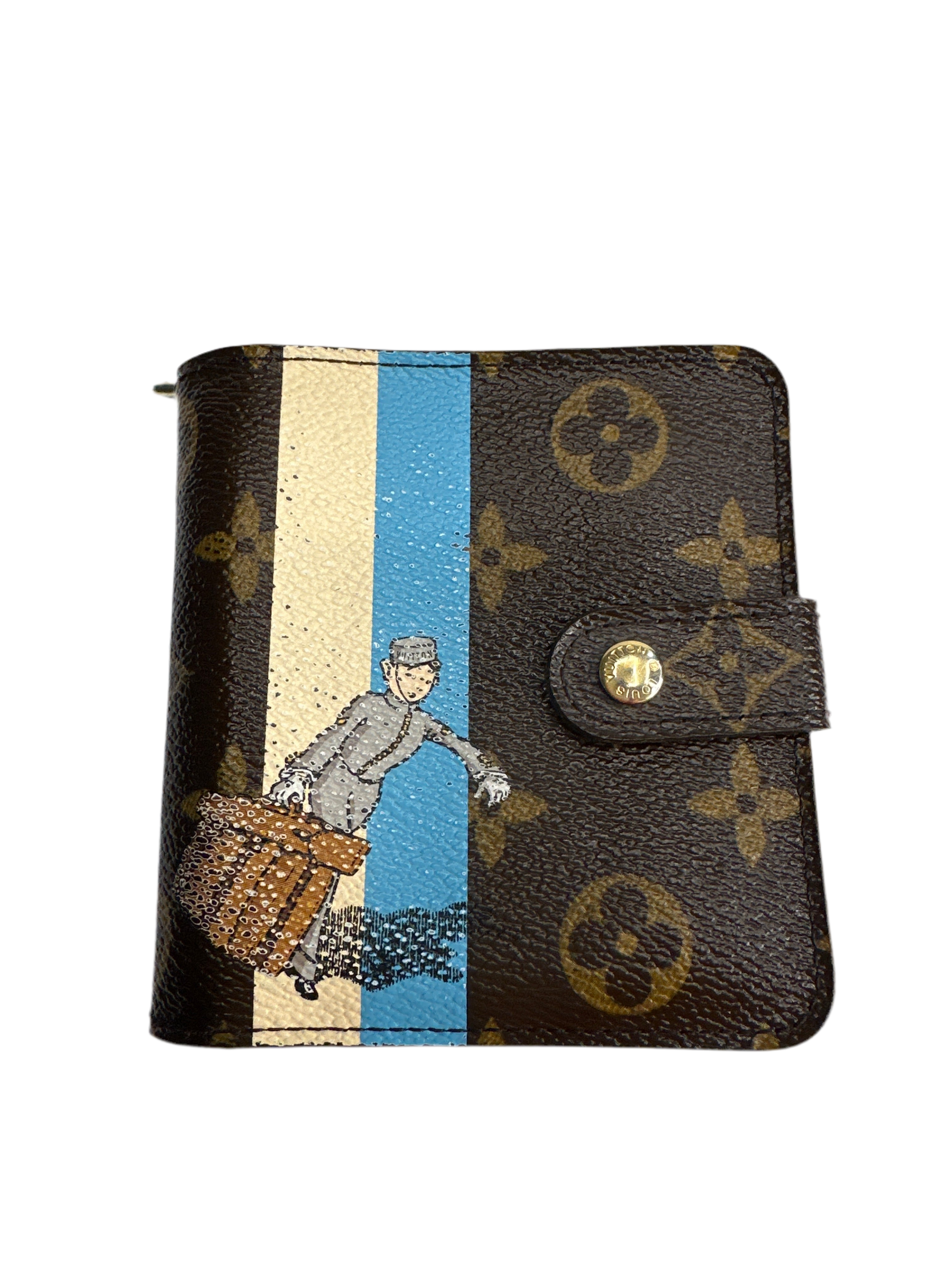 Vintage LOUIS VUITTON Monogram Groom Bi-fold Wallet Brown