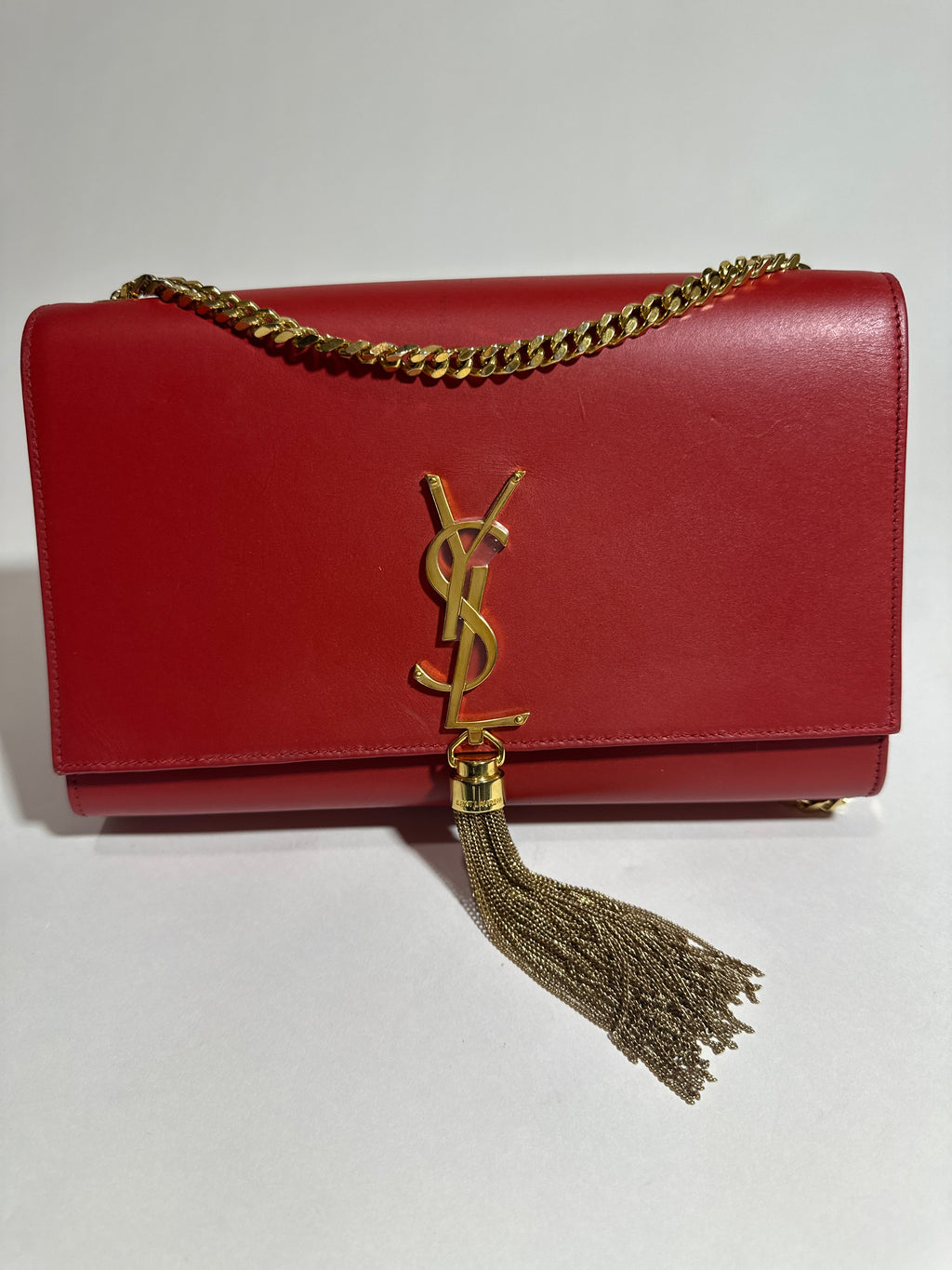 Saint Laurent Shoulder Red Kate Tassel Bag