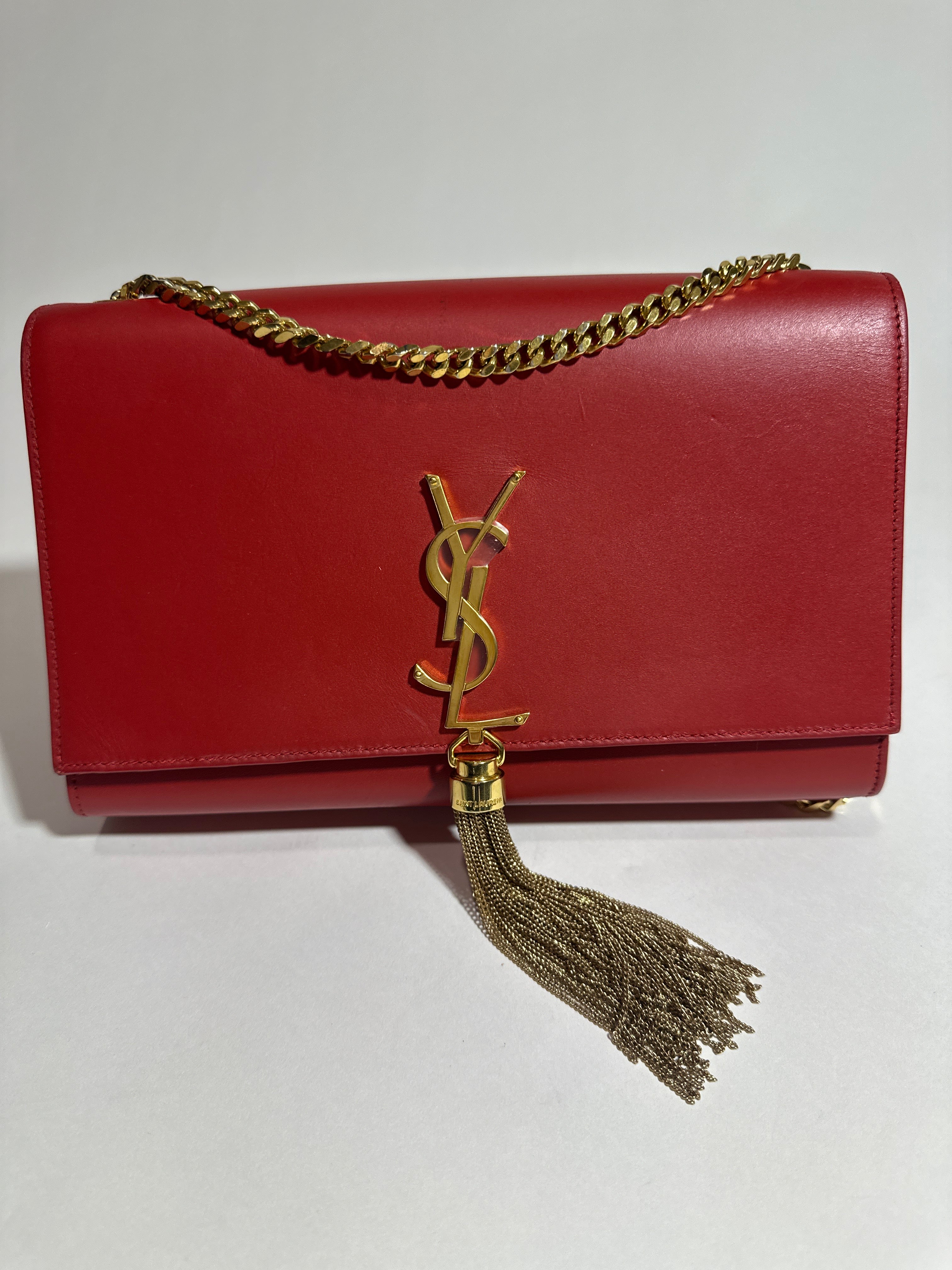 Saint Laurent Shoulder Red Kate Tassel Bag
