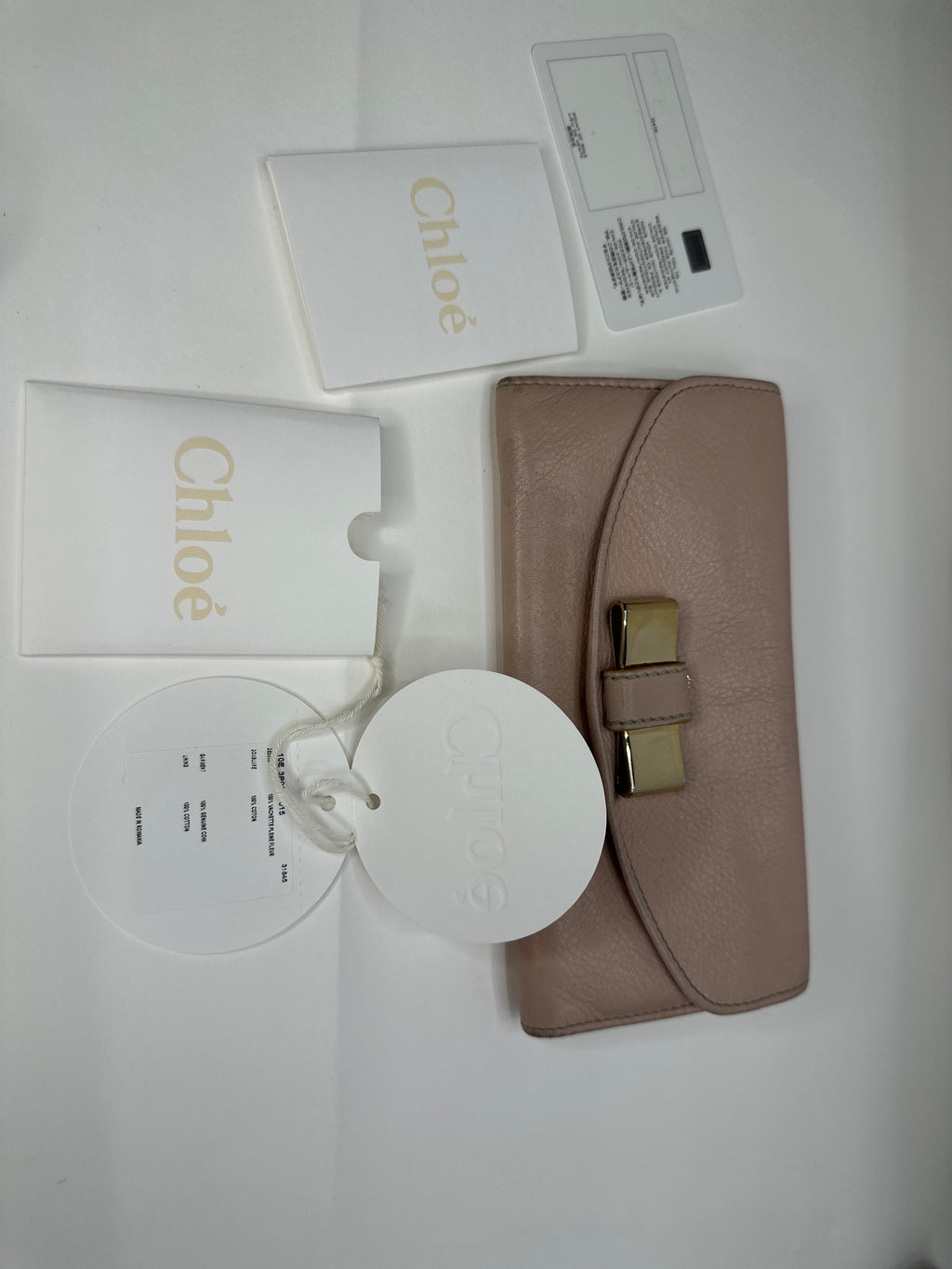 Chloé Taupe Snap Bow Leather Long Wallet